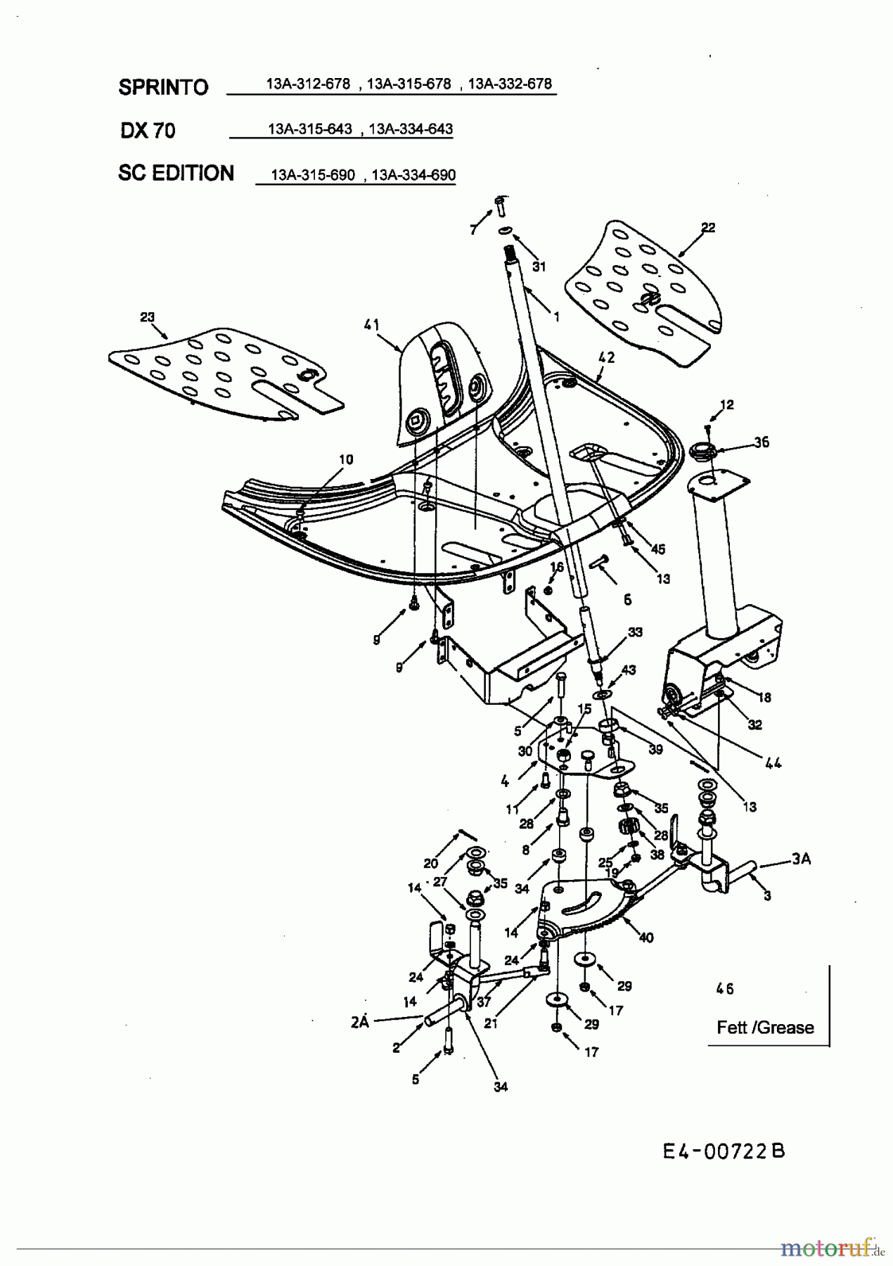  MTD Rasentraktoren Sprinto 13A-315-678  (1998) Lenkung, Vorderrahmen