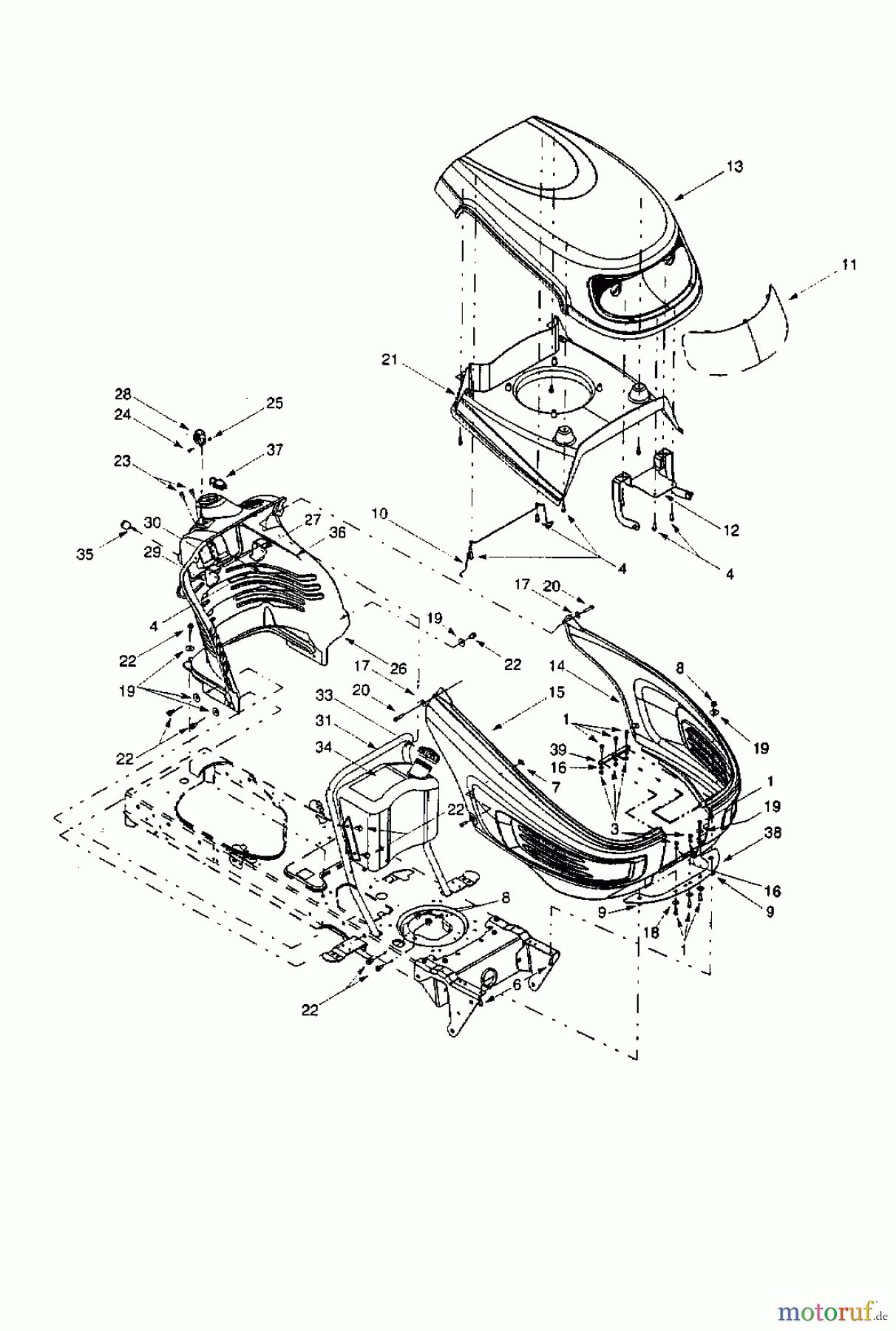  Gutbrod ältere Modelle Rasentraktoren Sprint SLX 117 S 13AT606H690  (2001) Motorhaube 6-Style
