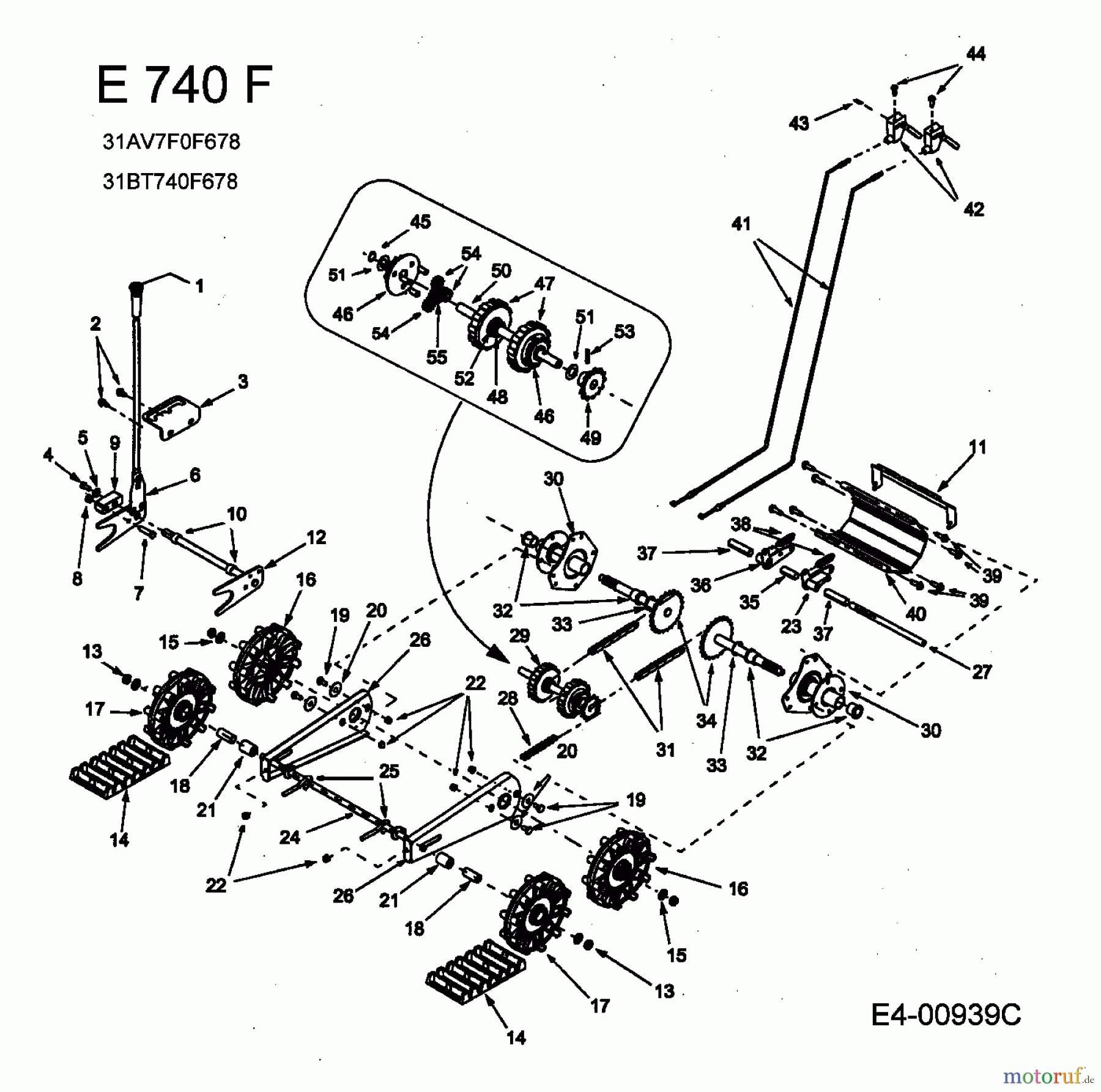  MTD Schneefräsen E 740 F 31AE740F678  (2001) Raupenantrieb
