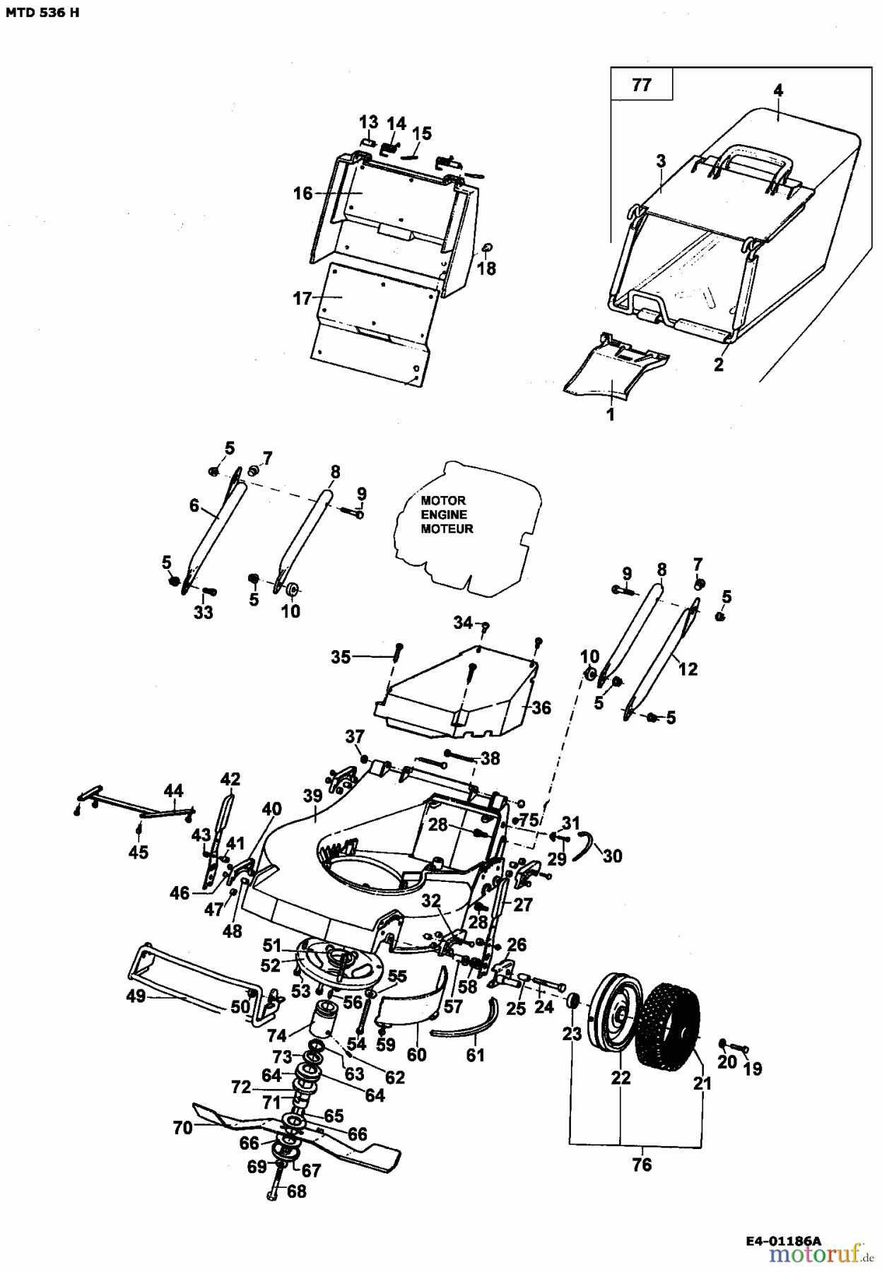  MTD Motormäher mit Antrieb 536 H 902B530A001  (1995) Grundgerät