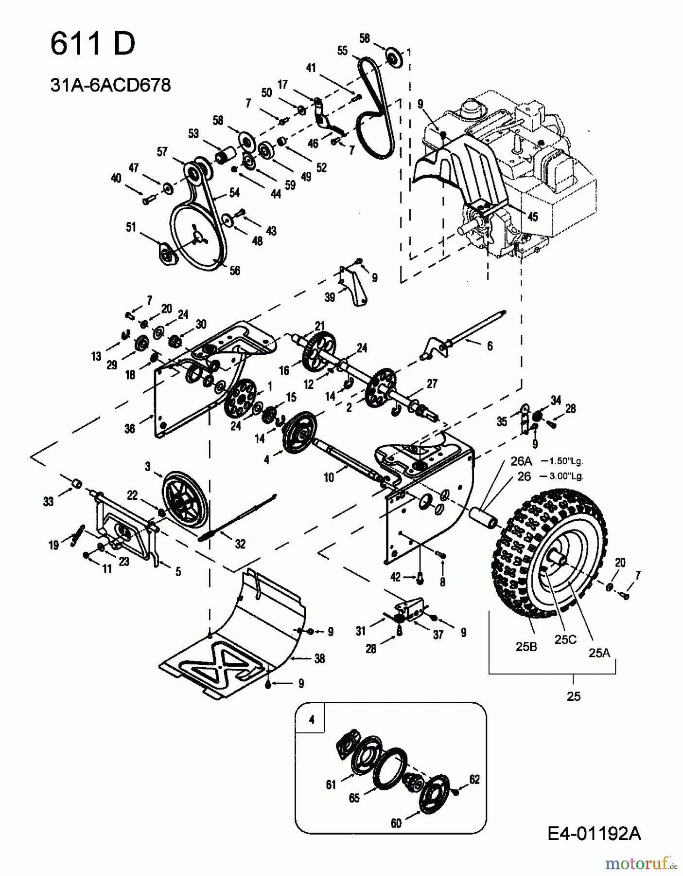 MTD ältere Modelle Schneefräsen 611 D 31A-6ACD678 (2005) Fahrantrieb, Fräsantrieb, Räder
