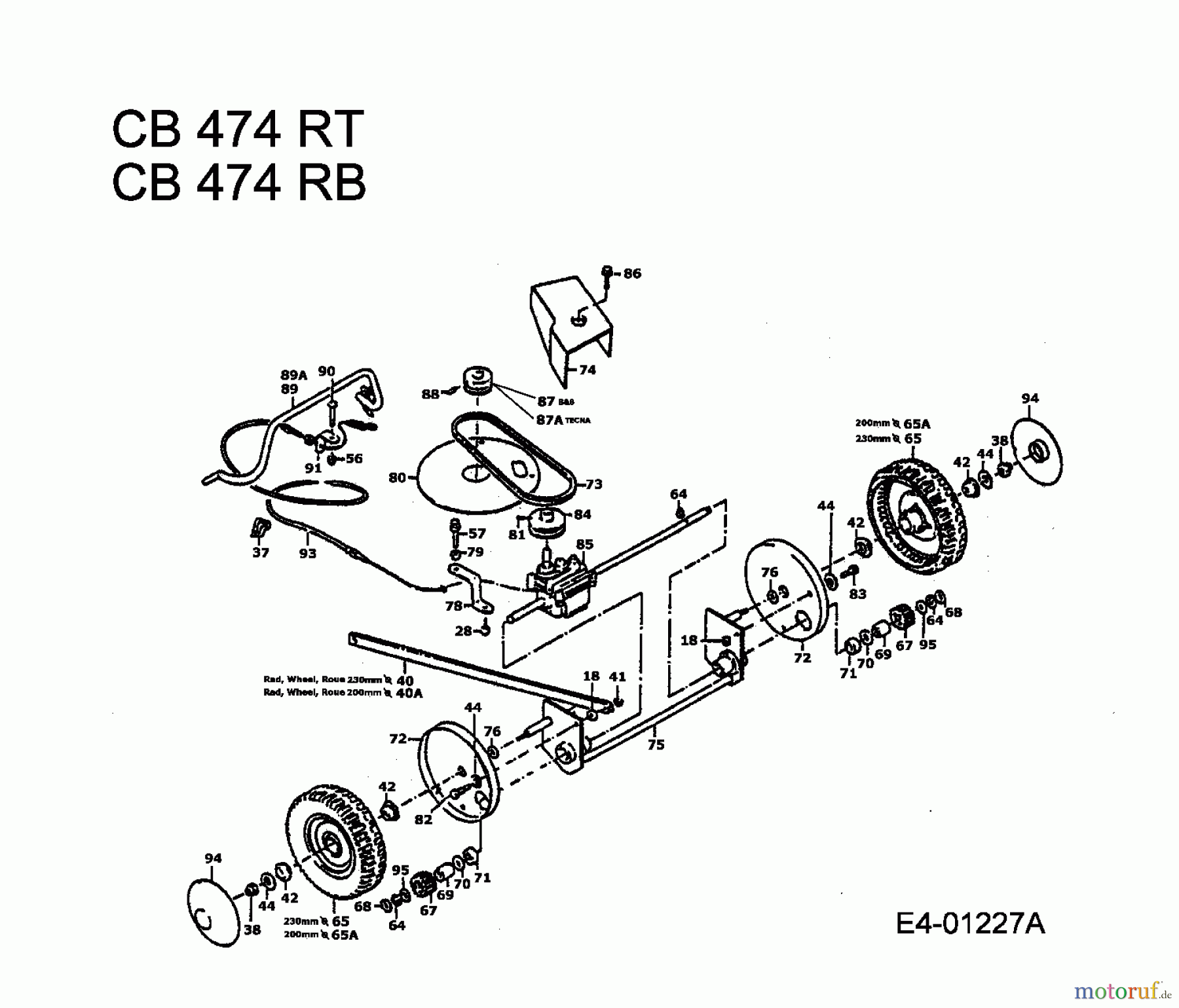  MTD Motormäher mit Antrieb CB 474 RT 901B467A003  (1994) Grundgerät