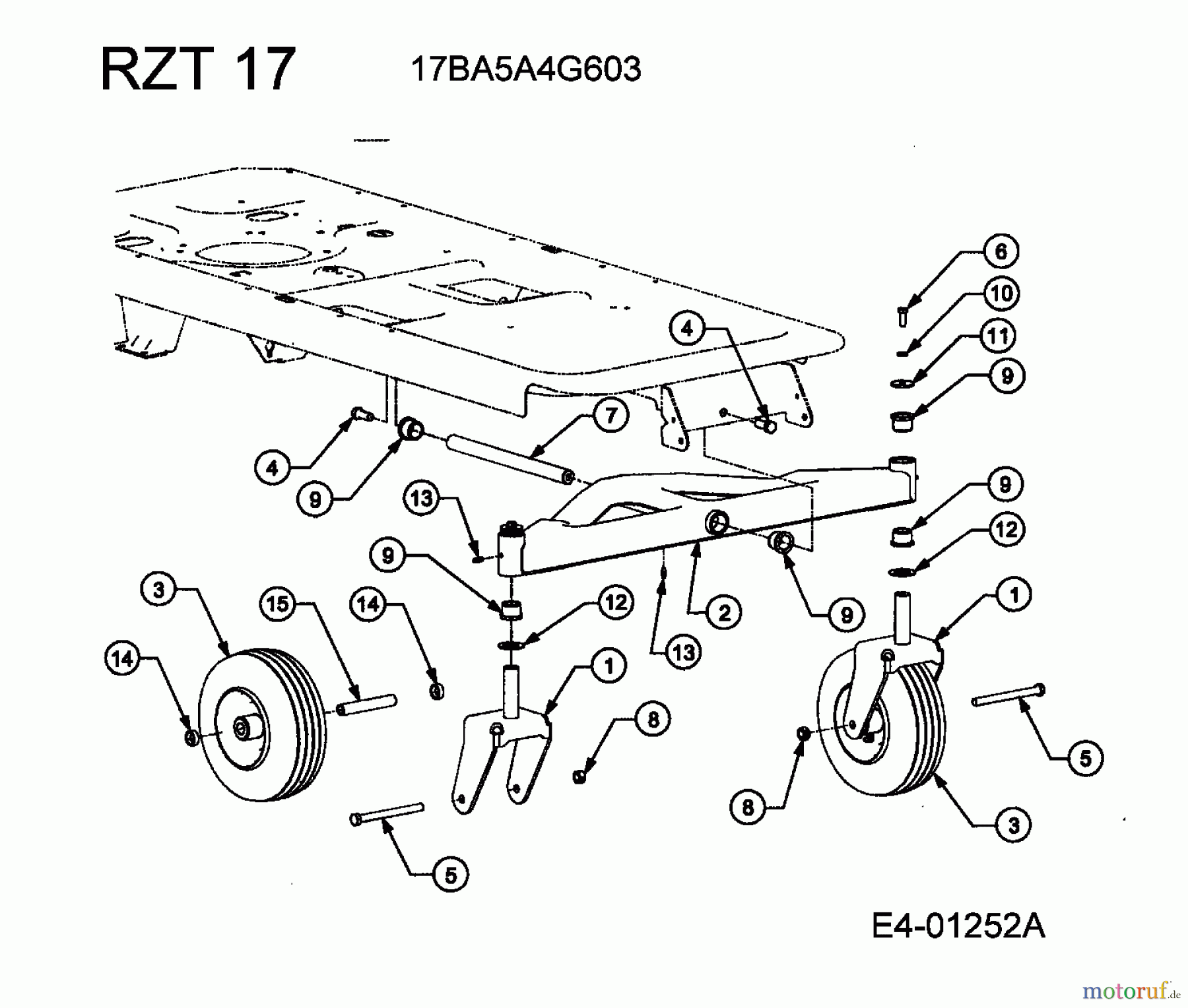 Cub Cadet Zero Turn RZT 17 17BA5A4G603  (2005) Vorderachse