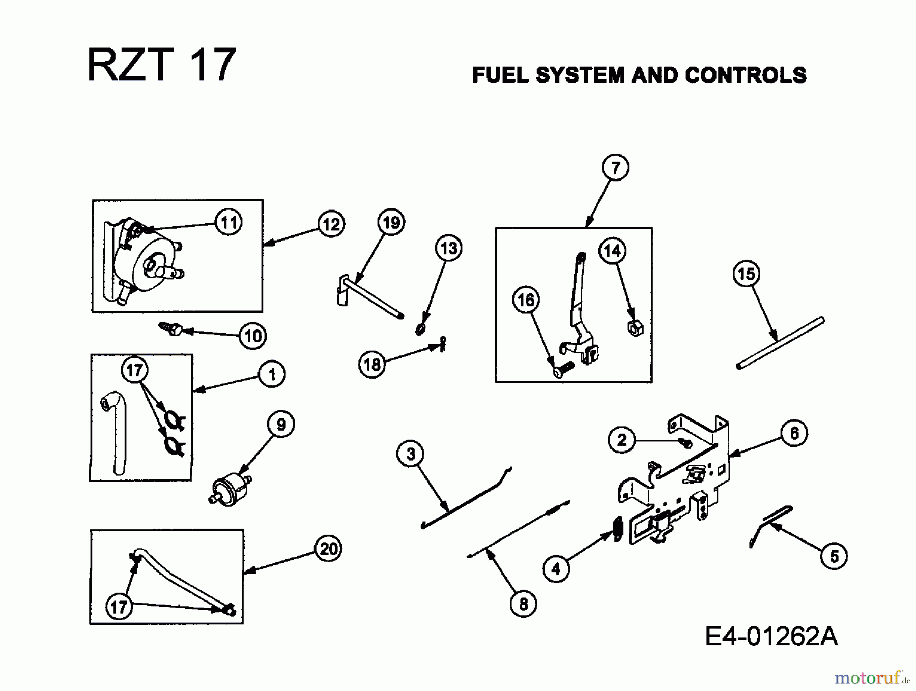  Cub Cadet Zero Turn RZT 17 17BA5A4G603  (2005) Kraftstoffpumpe, Mechanischer Regler