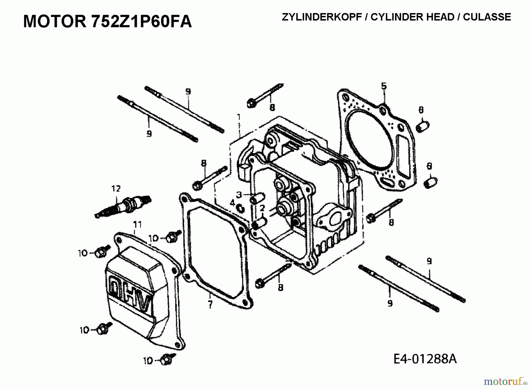 MTD-Motoren Vertikal 1P60FA 752Z1P60FA (2005) Zylinderkopf