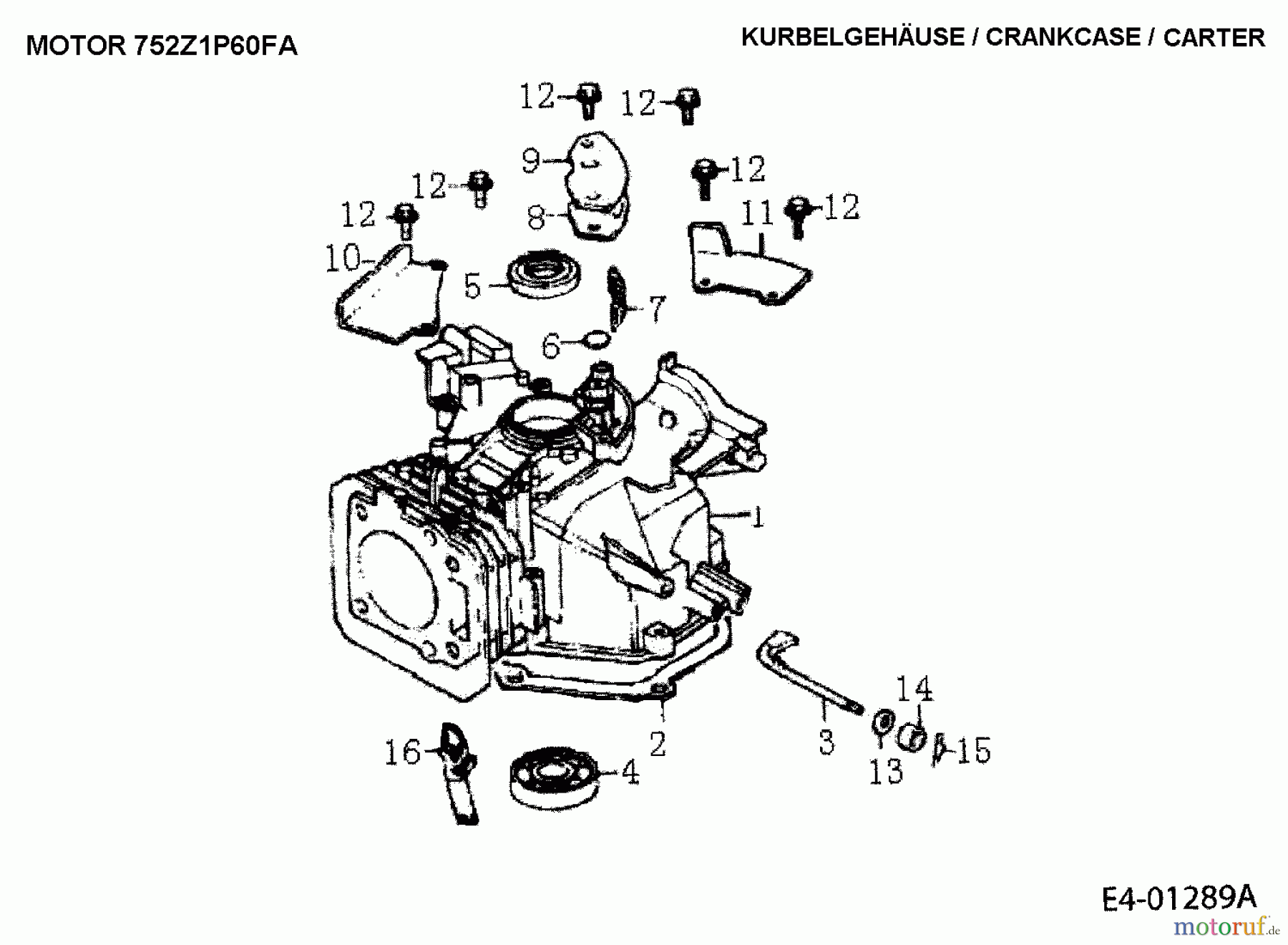  MTD-Motoren MTD vertikal 1 P 60 FA 752Z1P60FA  (2005) Kurbelgehäuse