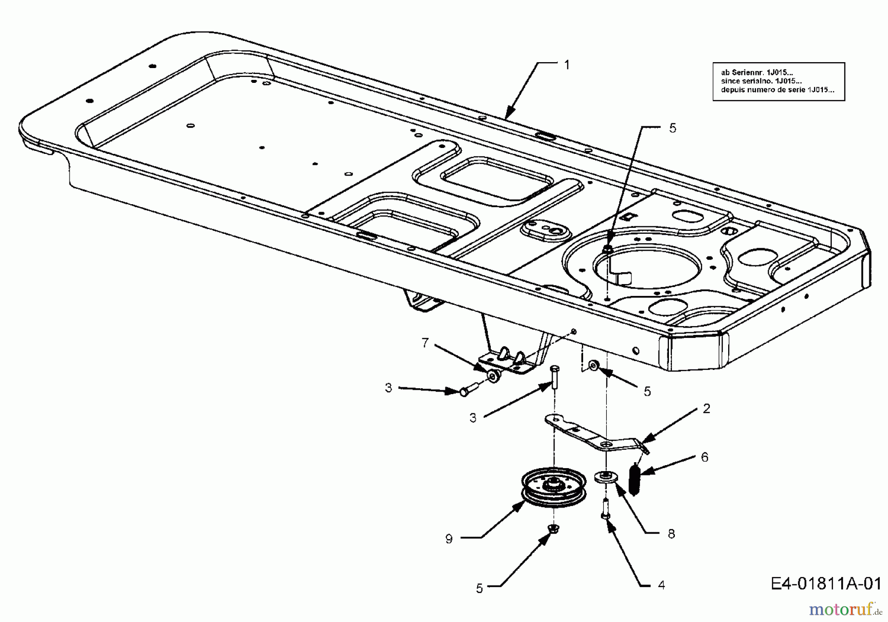 Cub Cadet Zero Turn RZT 50 17AA5D7P603 (2006) Rahmen, Spannrolle Fahrantrieb