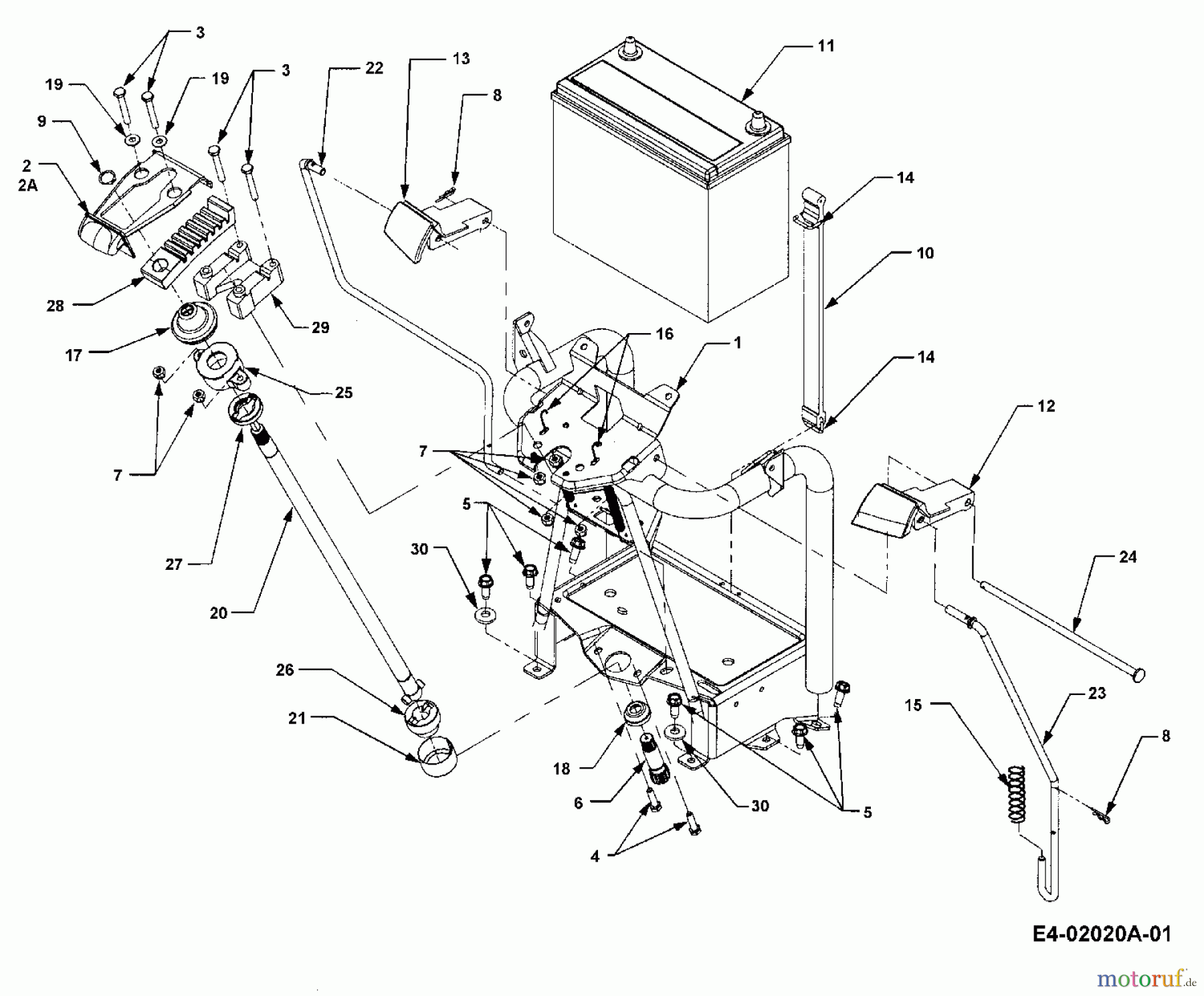  Cub Cadet Gartentraktoren HDS 3200 14A-652-603  (2001) Batterie, Lenksäule