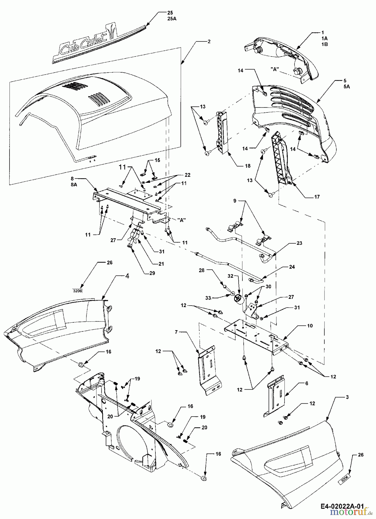  Cub Cadet Gartentraktoren HDS 3200 14A-652-603  (2002) Motorhaube Cub Cadet
