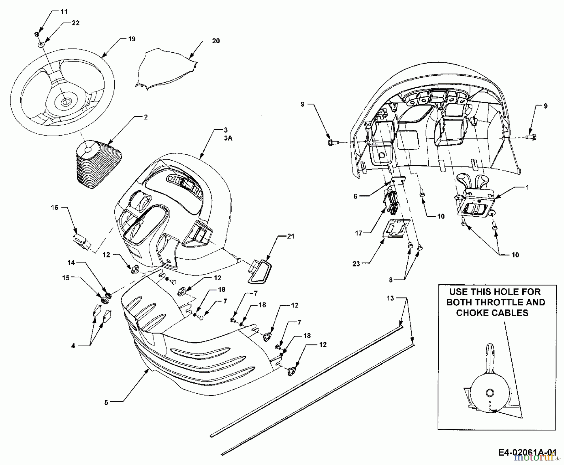  Cub Cadet Gartentraktoren HDS 3185 14A-665-603  (1999) Armaturenbrett, Lenkrad