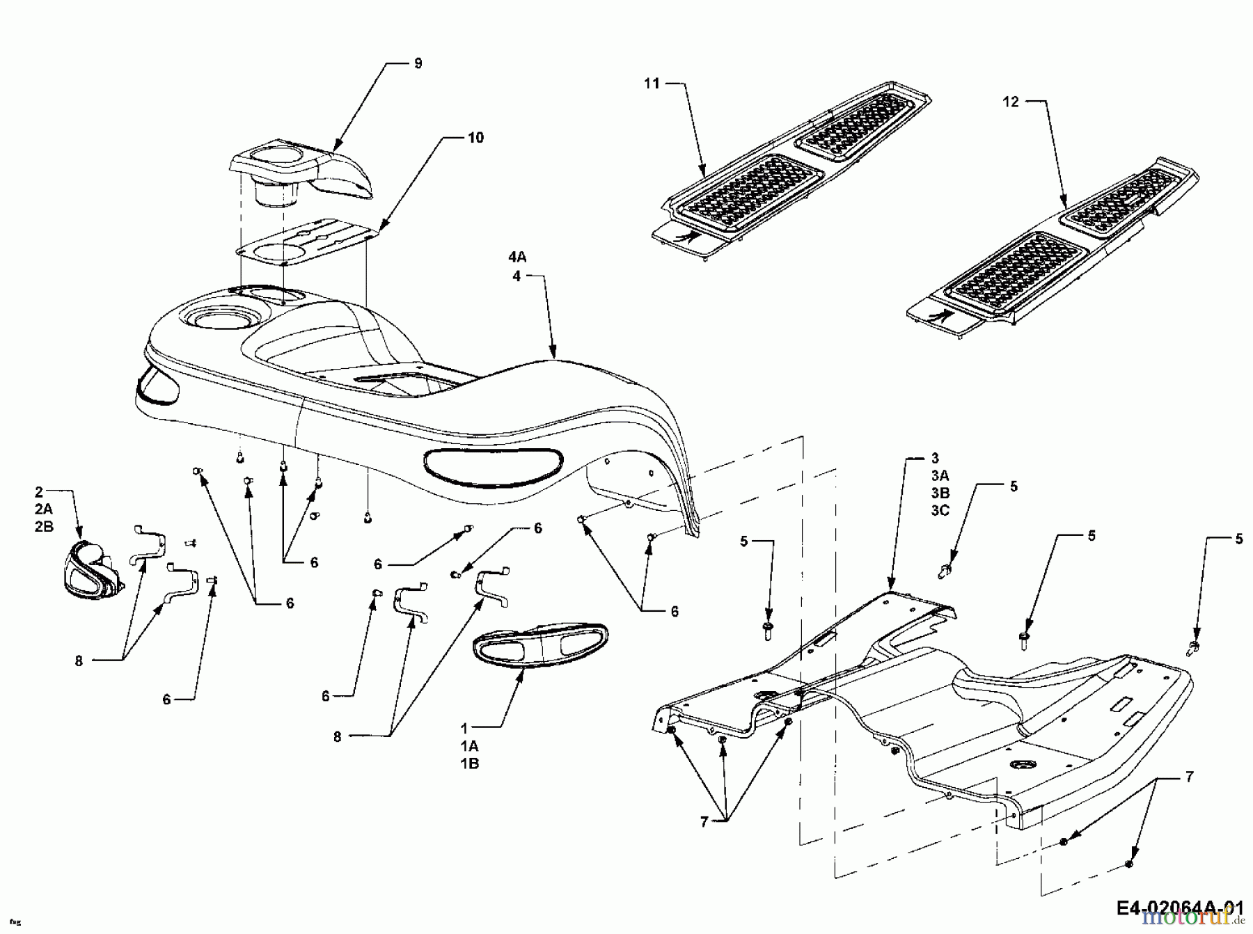 Cub Cadet Gartentraktoren HDS 3185 14A-665-100 (1998) Sitzwanne, Trittbrett