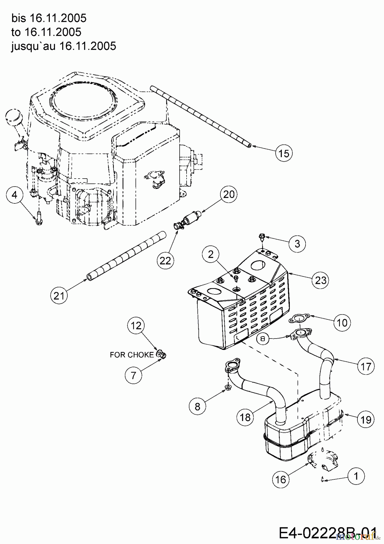  Cub Cadet Rasentraktoren CC 1020 13AE11CG603  (2006) Motorzubehör bis 16.11.2005
