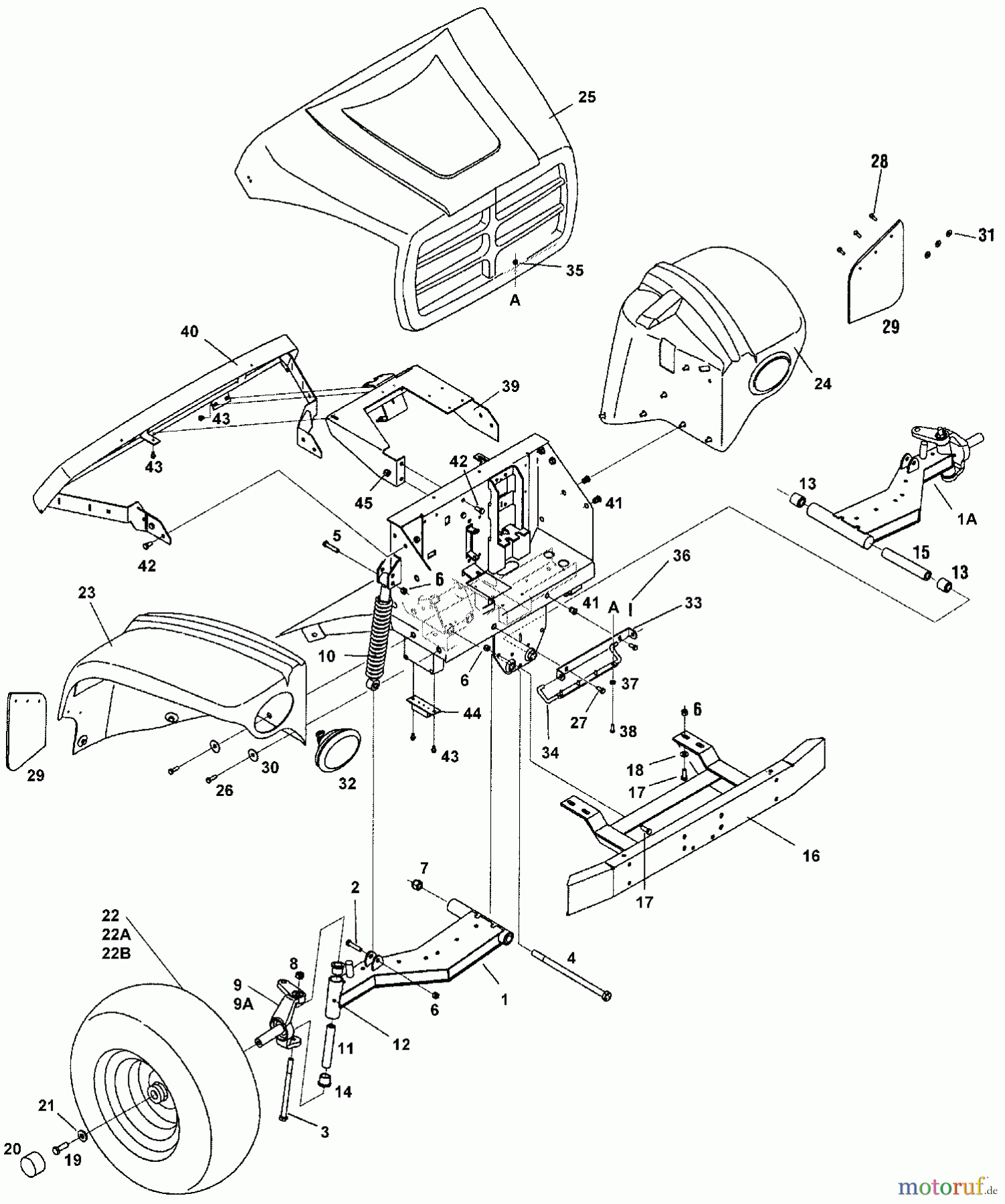  Cub Cadet Utility Vehicle Big Country 37AS640D603  (2004) Motorhaube, Kotflügel, Räder vorne, Vorderachse