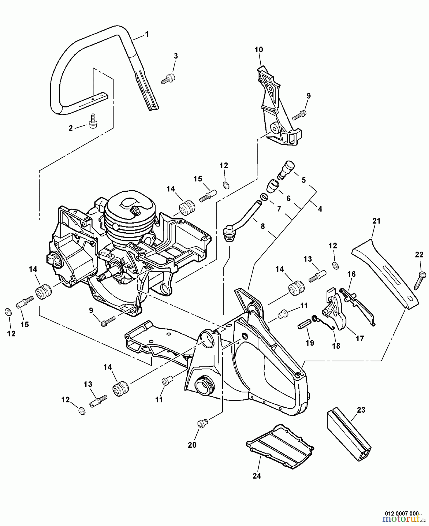  Echo Sägen, Kettensägen CS-520 - Echo Chainsaw, S/N: C07113001001 - C07113999999 Handles, Throttle Control
