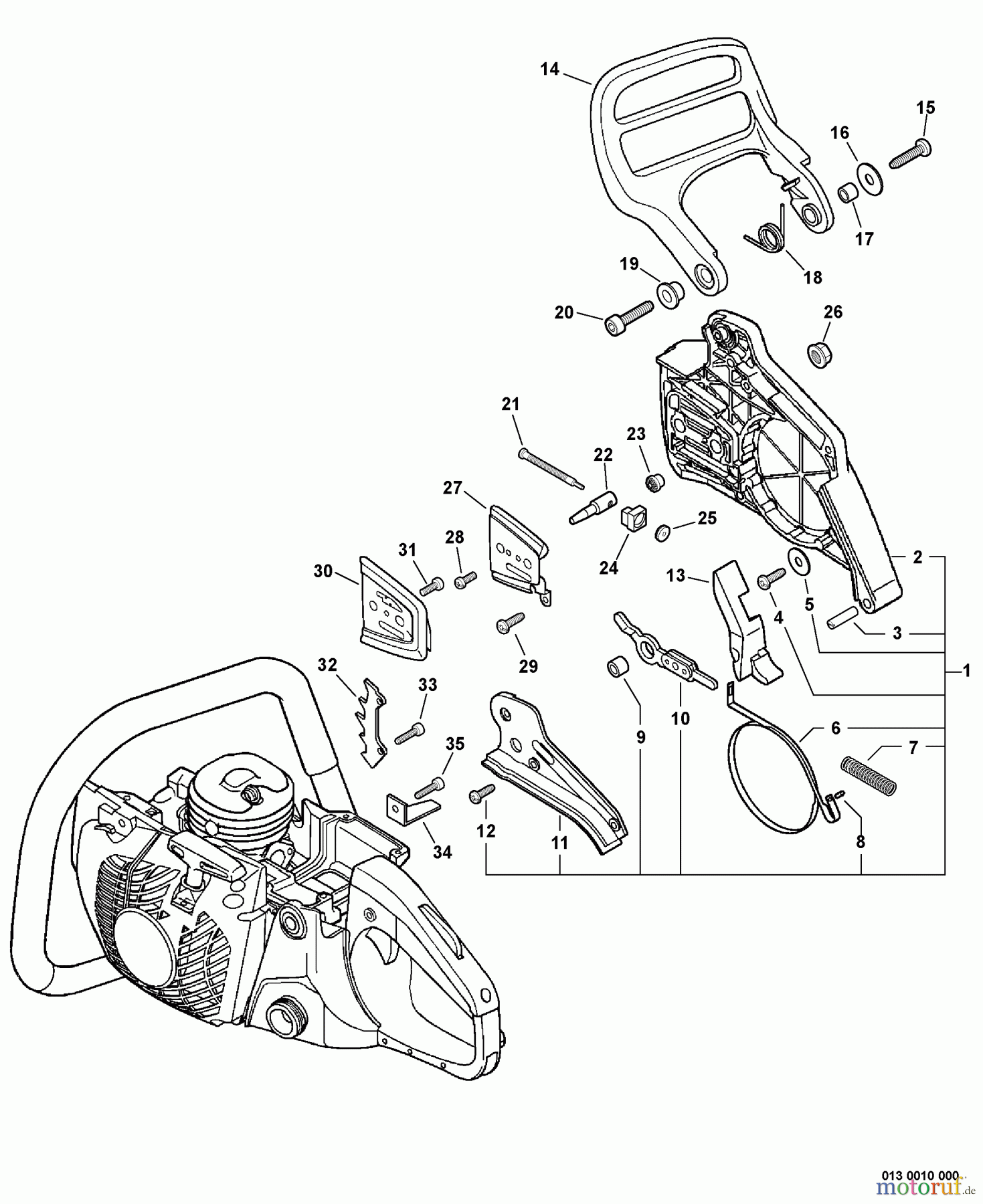  Echo Sägen, Kettensägen CS-530 - Echo Chainsaw, S/N: C02803001001 - C02803999999 Chain Brake  S/N: C02803001001 - C02803001300