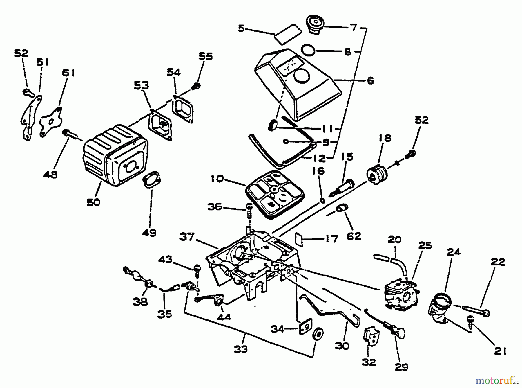  Echo Sägen, Kettensägen CS-6700 - Echo Chainsaw, S/N: 001001 - 023377 Intake, Exhaust, Air Cleaner
