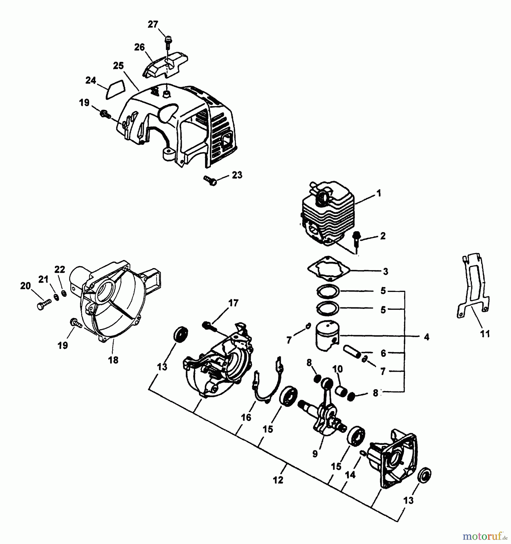 Echo Hochentaster PP-800 - Echo Pole Saw / Pruner (Type 1) Crankcase, Engine, Engine Cover, Fan Case