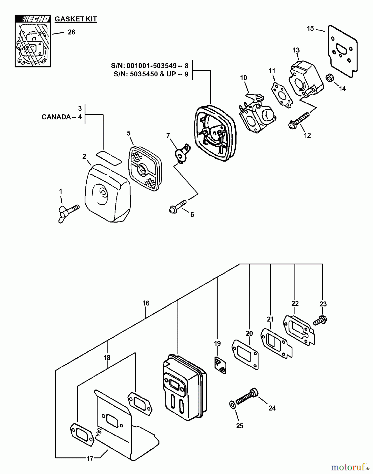  Echo Hochentaster PPT-2100 - Echo Pole Saw / Pruner (Type 1E) Intake, Exhaust
