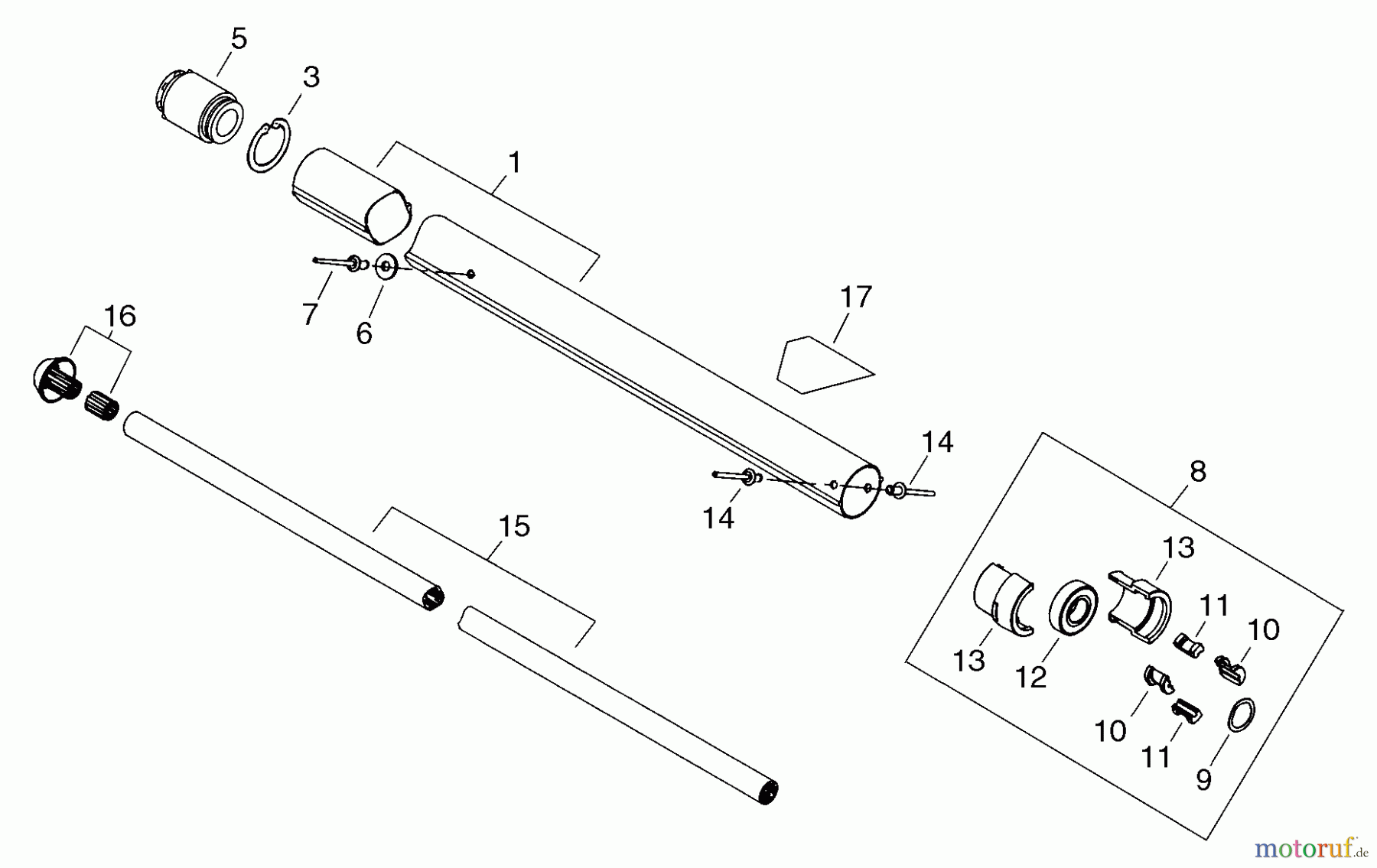  Echo Hochentaster PPT-2400 - Echo Pole Saw / Pruner (Type 1E), S/N: E14220001001 - E14220999999 Upper Pipe, Upper Drive Shaft