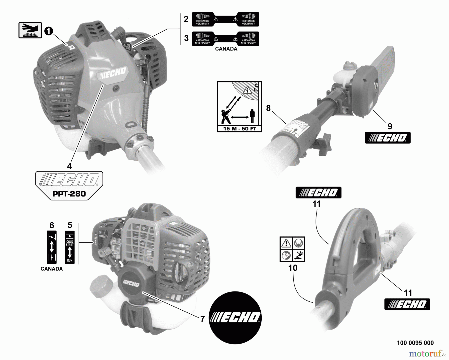  Echo Hochentaster PPT-280 - Echo Pole Saw / Pruner, S/N: E09213001001 - E09213999999 Labels