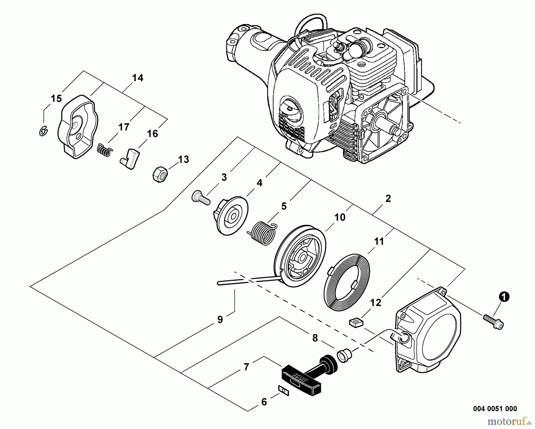 Echo Hochentaster PPF-300ES - Echo Pole Saw / Pruner, S/N: E06537001001 - E06537999999 Starter