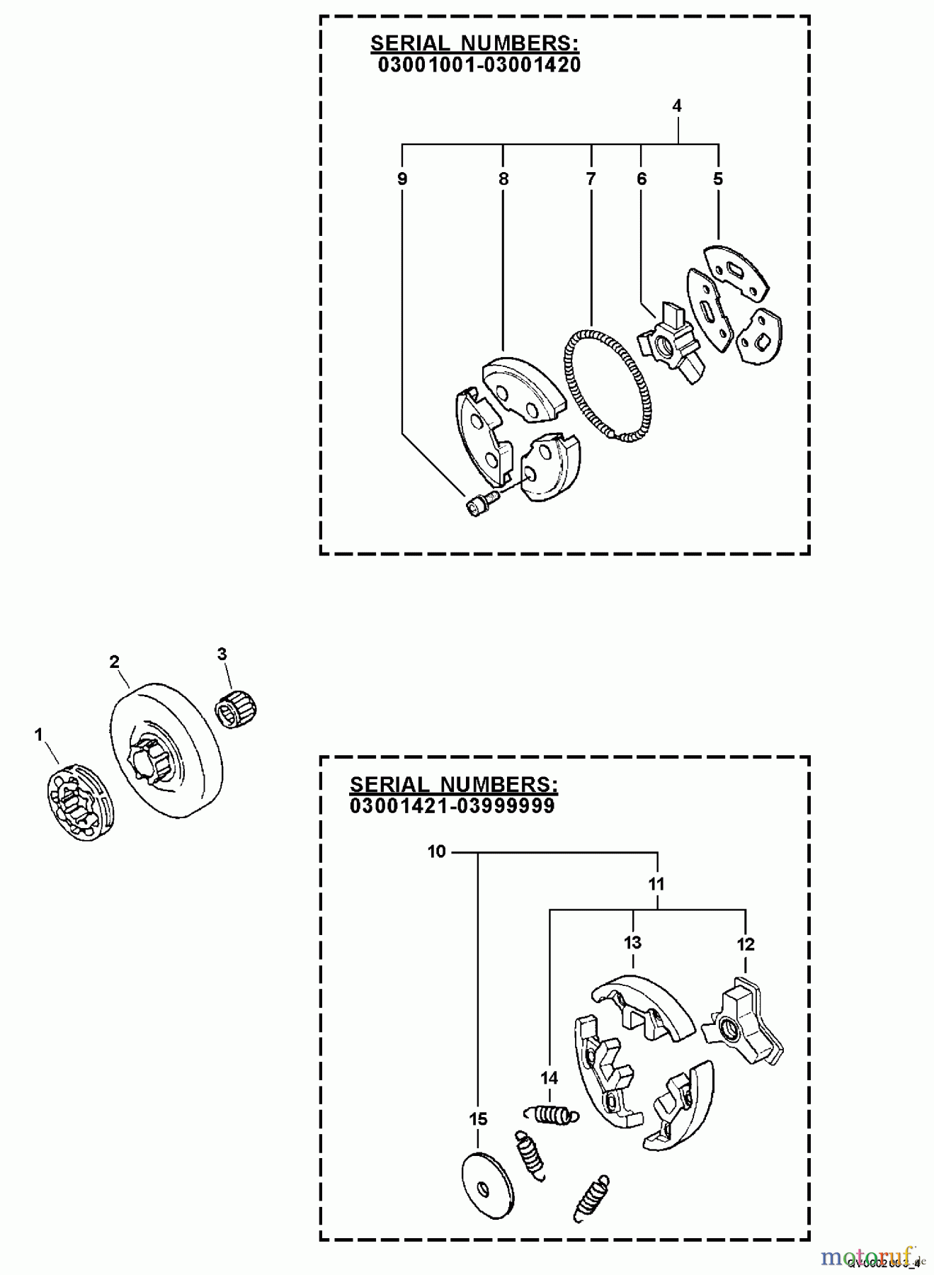 Echo Rettungssäge QV-670 - Echo Quick Vent Chain Saw, S/N: 04001001 - 04999999 Clutch