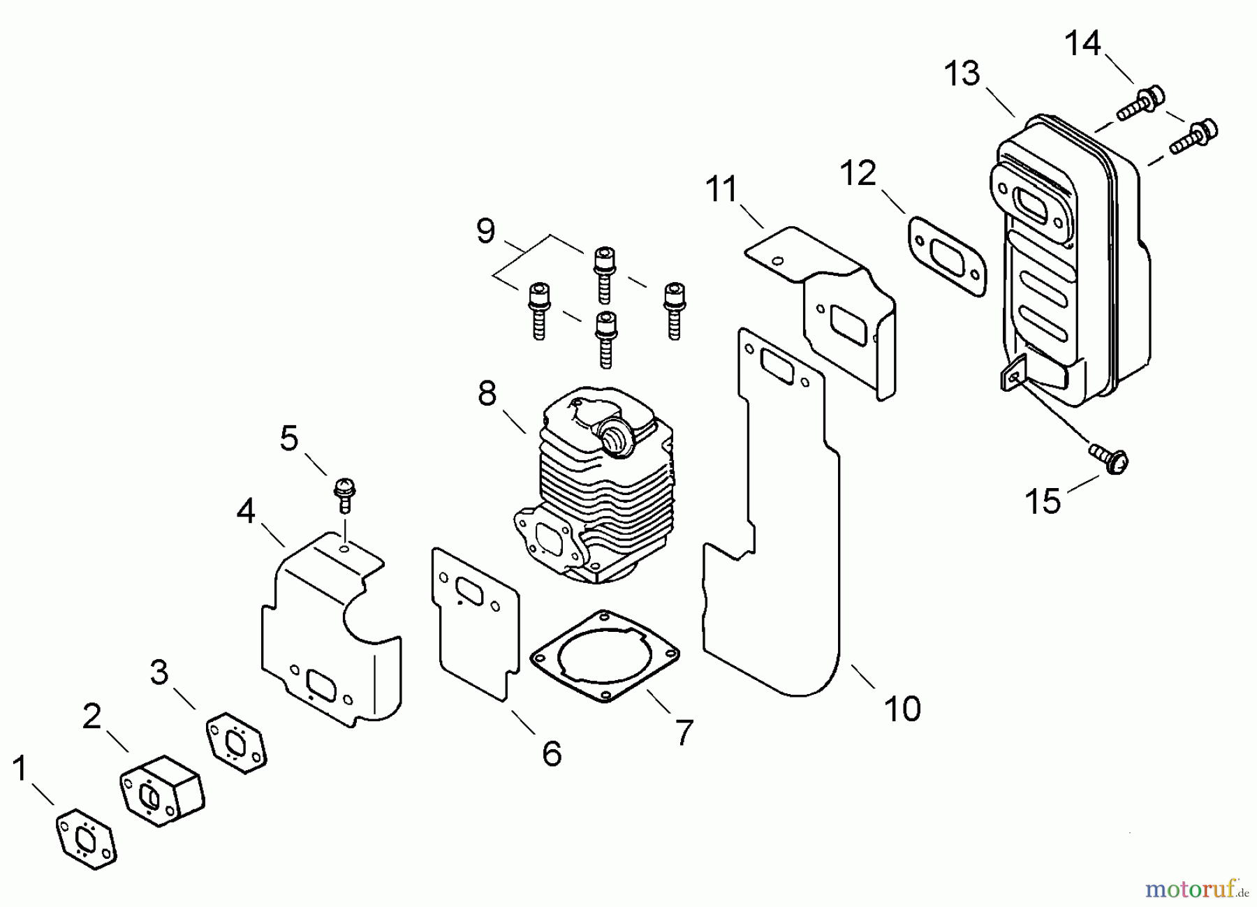  Echo Pflanzenschutzspritzen DM-4610 - Echo Duster/Mister, S/N: 35001001 - 35999999 Intake, Cylinder, Exhaust