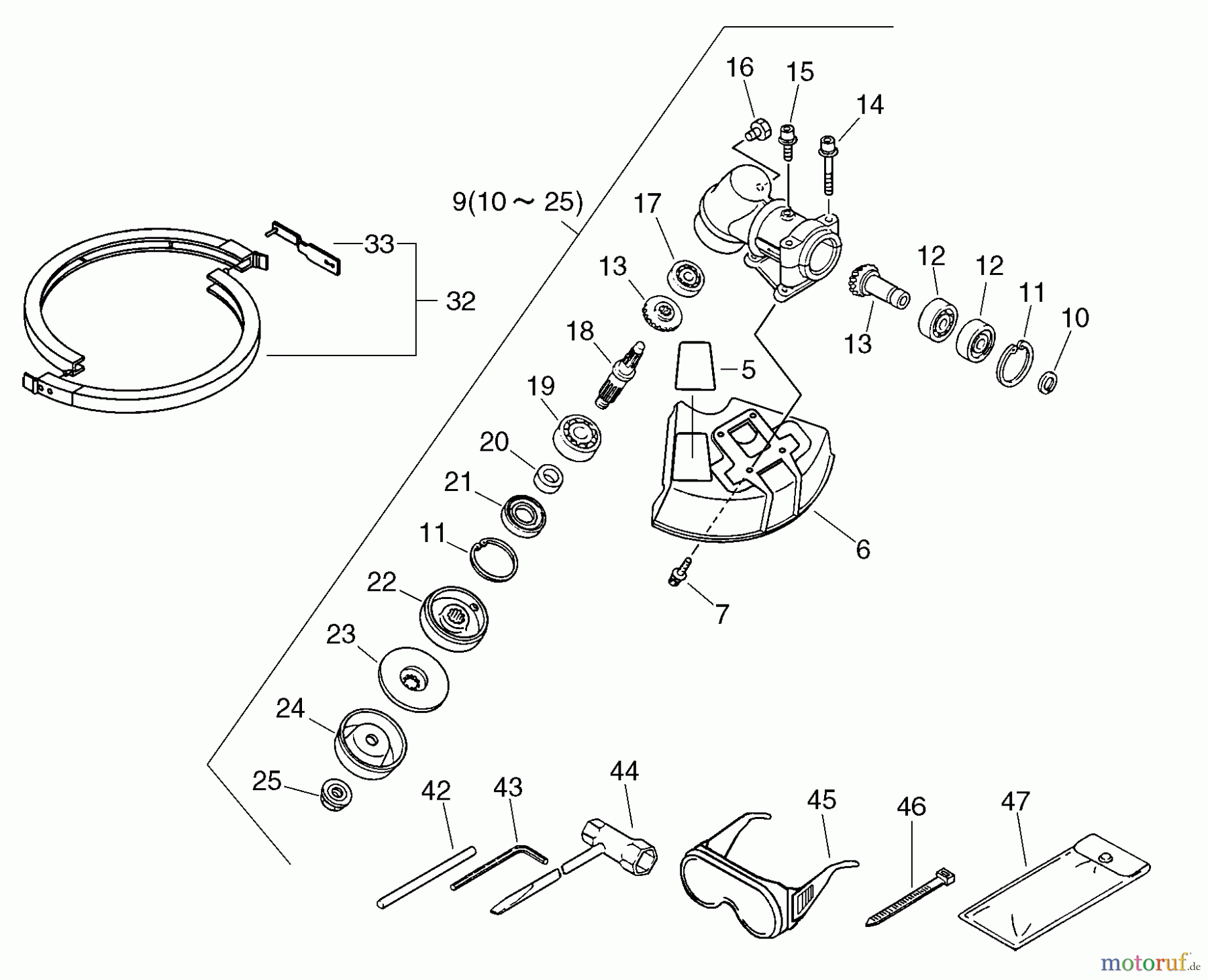  Echo Trimmer, Faden / Bürste CLS-5000 - Echo Clearing Saw Gear Case, Shield ,Tools