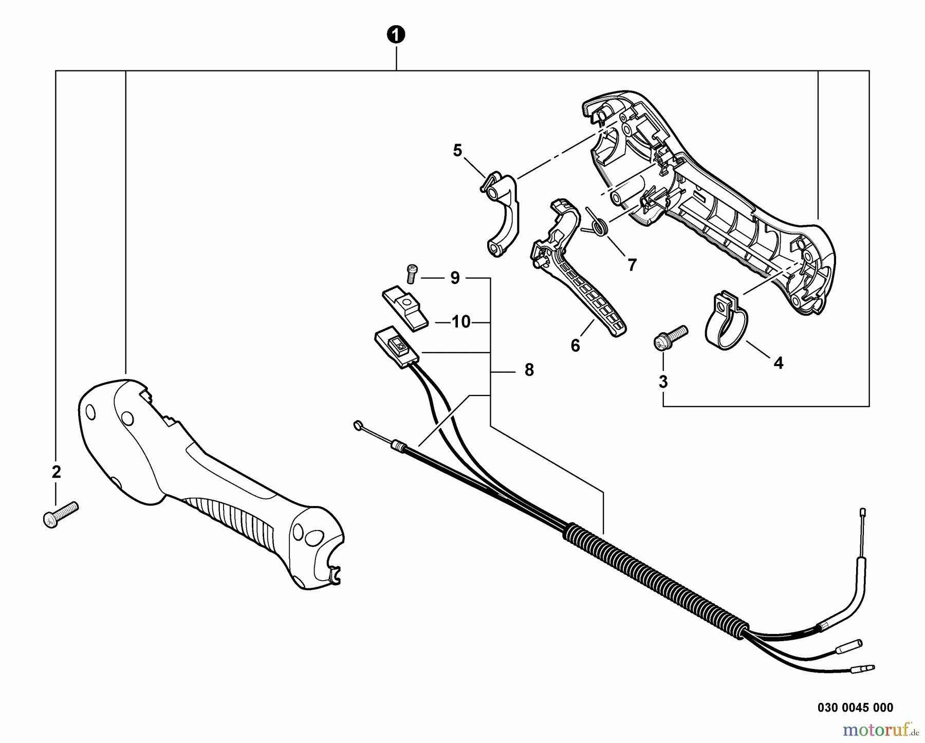  Echo Trimmer, Faden / Bürste GT-230 - Echo String Trimmer, S/N:S85811001001 - S85811999999 Control Handle, Control Cable Assembly