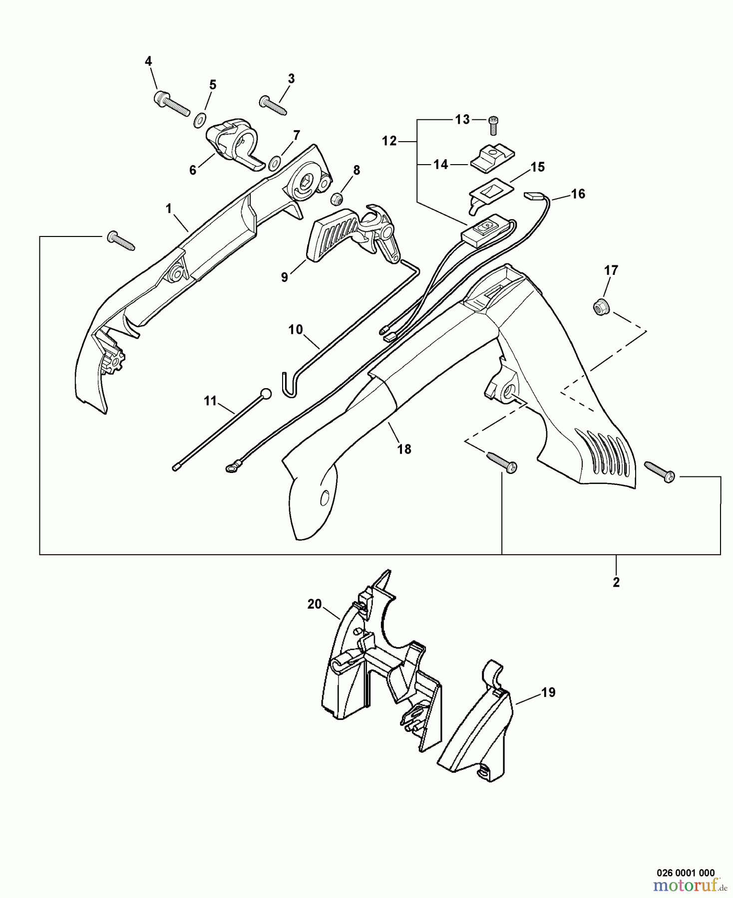  Echo Bläser / Sauger / Häcksler / Mulchgeräte	 PB-251 - Echo Hand Held Blower, S/N: 09001001 - 09999999 Handle, Ignition Switch, Throttle Cable