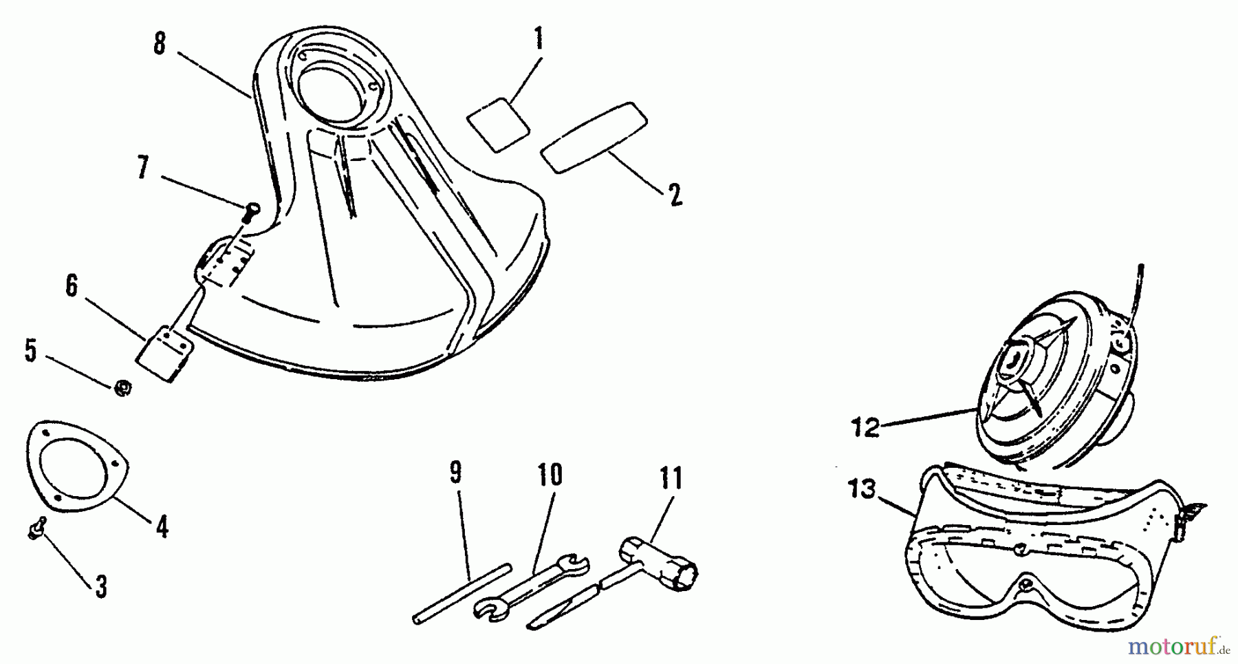  Echo Trimmer, Faden / Bürste SRM-1501 - Echo String Trimmer, S/N:0083387 - 0135000 Shield, Tools, Accessories