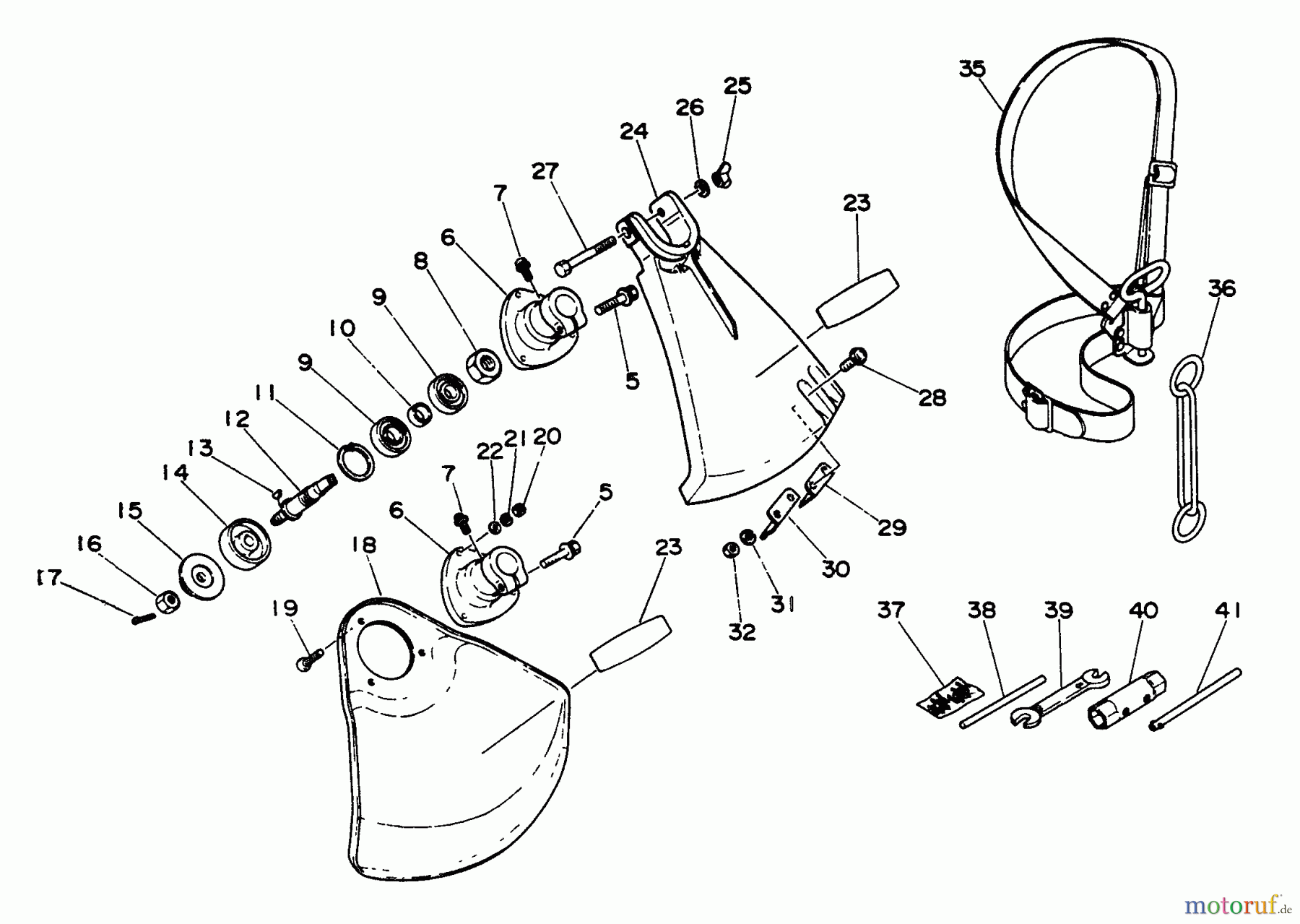 Echo Trimmer, Faden / Bürste SRM-210AE - Echo String Trimmer Shield, Gear Case, Harness, Tools