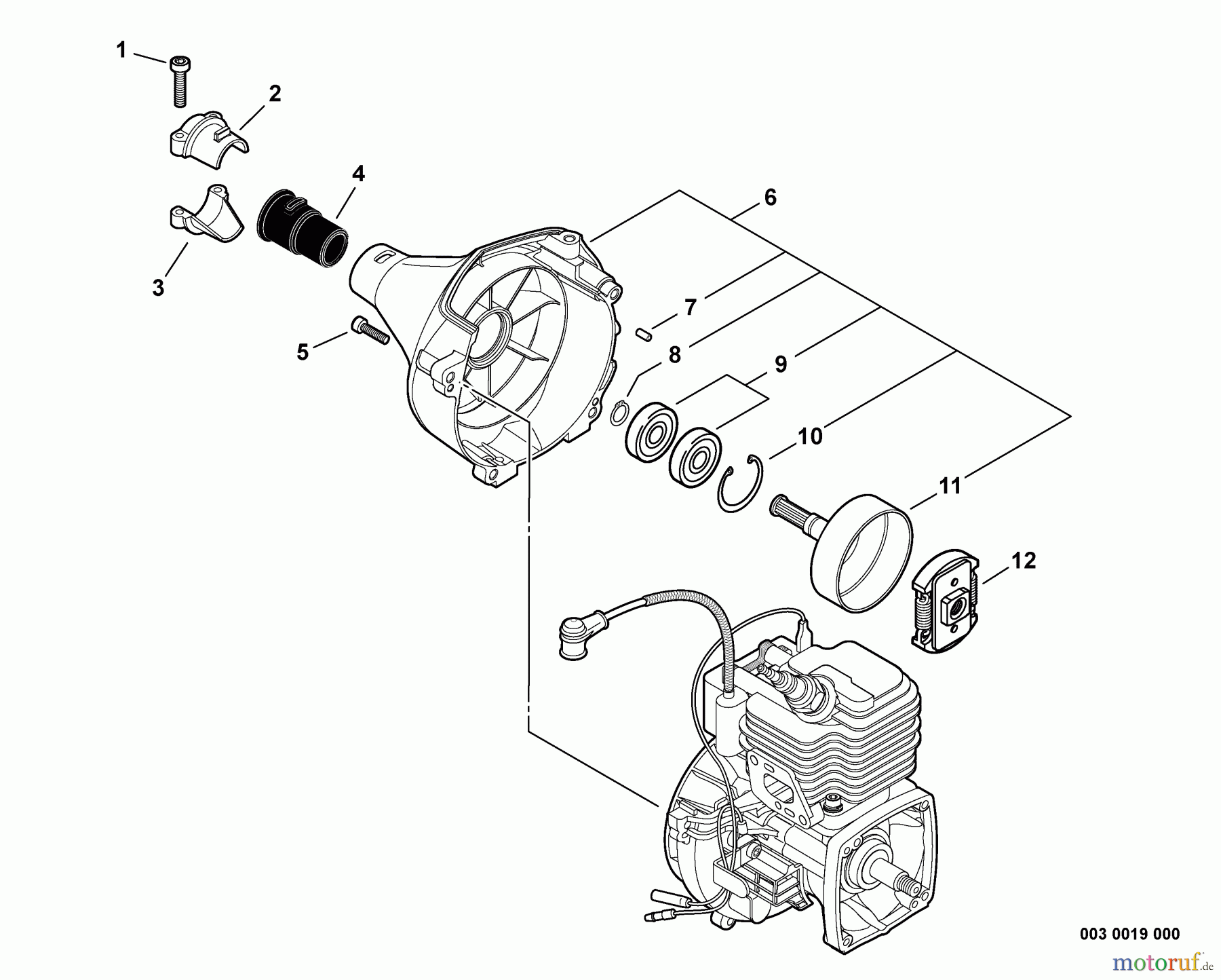  Echo Trimmer, Faden / Bürste SRM-225SB - Echo String Trimmer, S/N: S79513001001 - S79513999999 Fan Case, Clutch