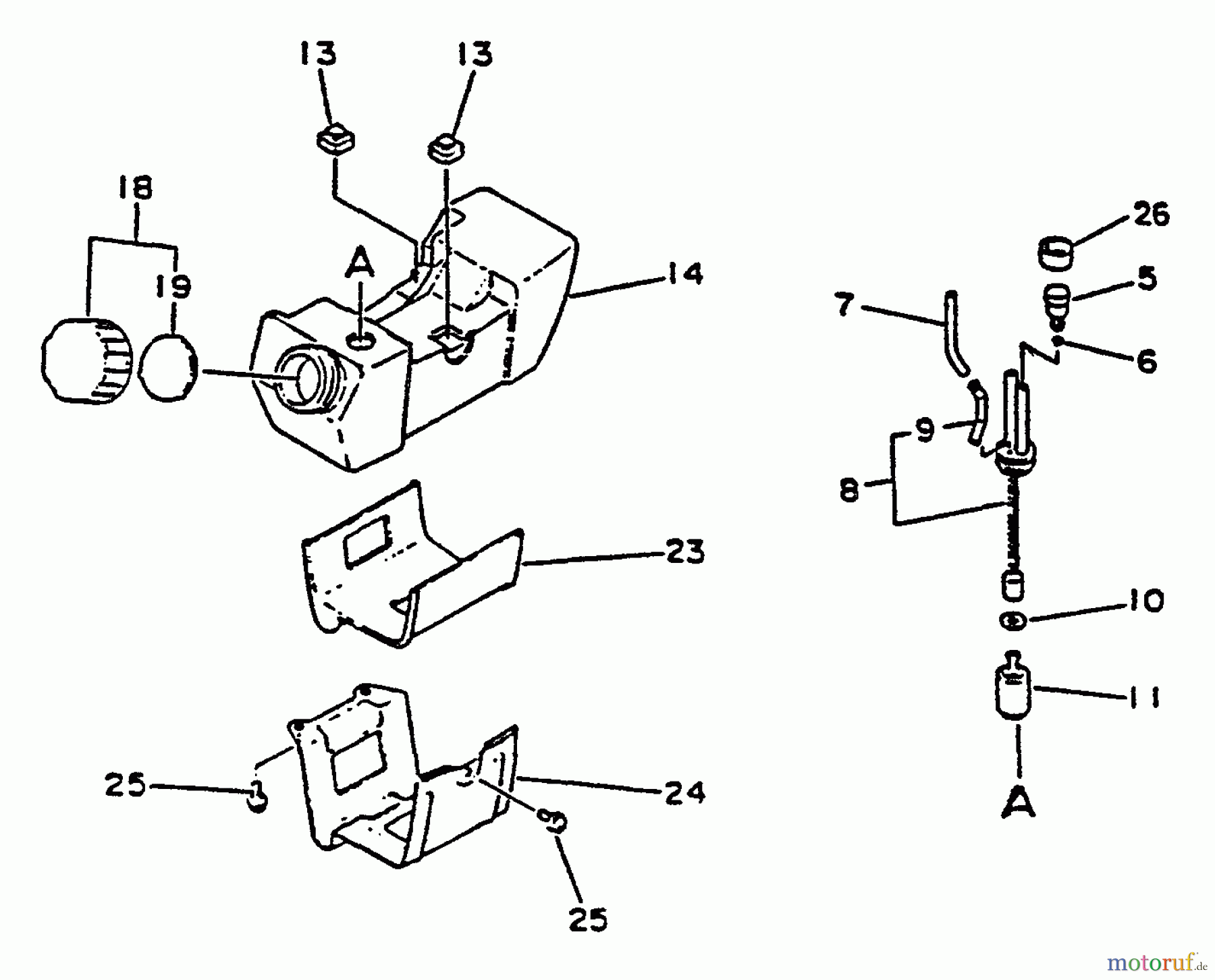  Echo Trimmer, Faden / Bürste SRM-2502 - Echo String Trimmer, S/N:0010201 - 0025000 Fuel System