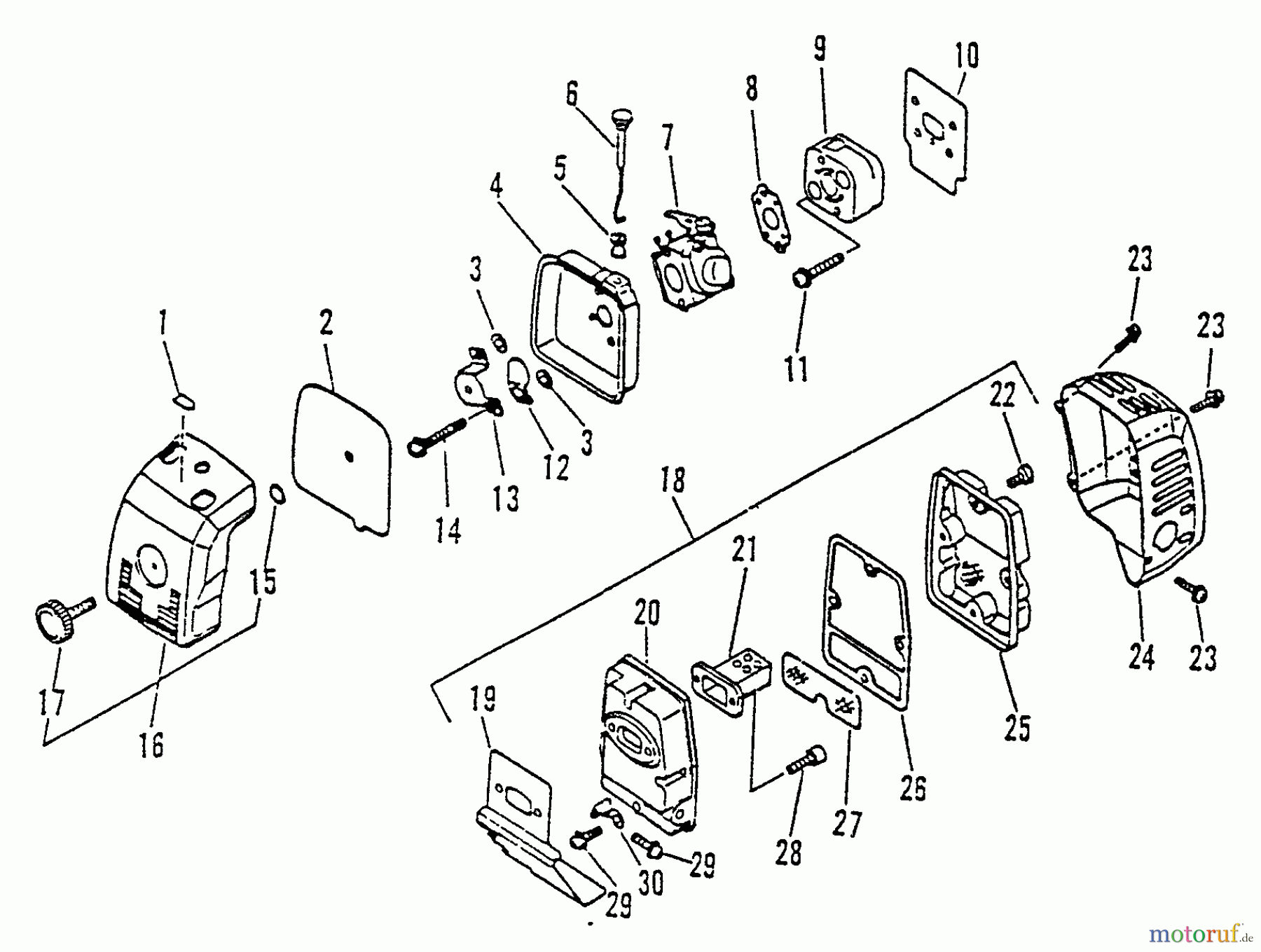  Echo Trimmer, Faden / Bürste SRM-2501 - Echo String Trimmer, S/N:079352 - 098240 Intake, Exhaust, Air Cleaner