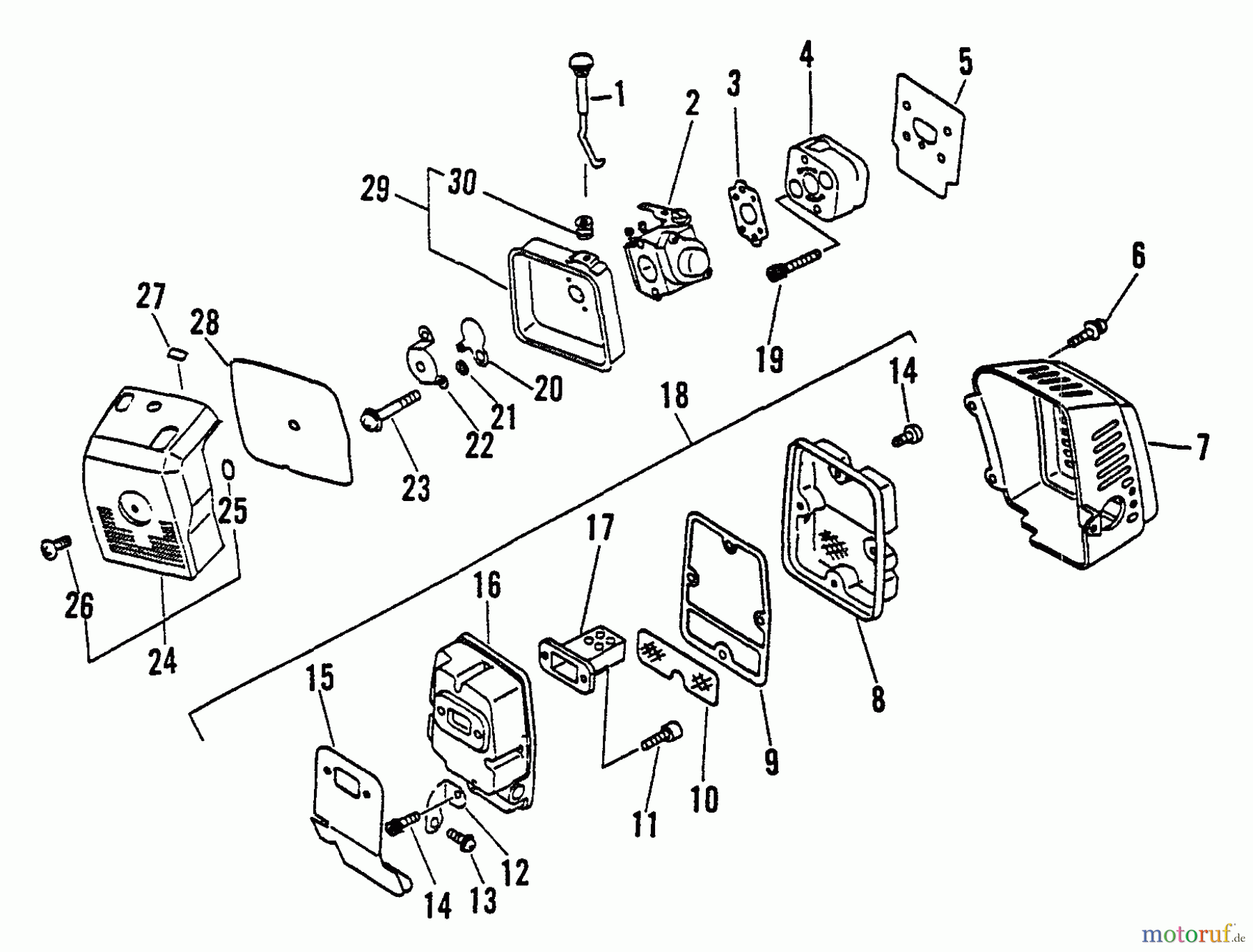 Echo Trimmer, Faden / Bürste SRM-3000 - Echo String Trimmer, S/N:034001 - 037500 Intake, Exhaust, Air Cleaner