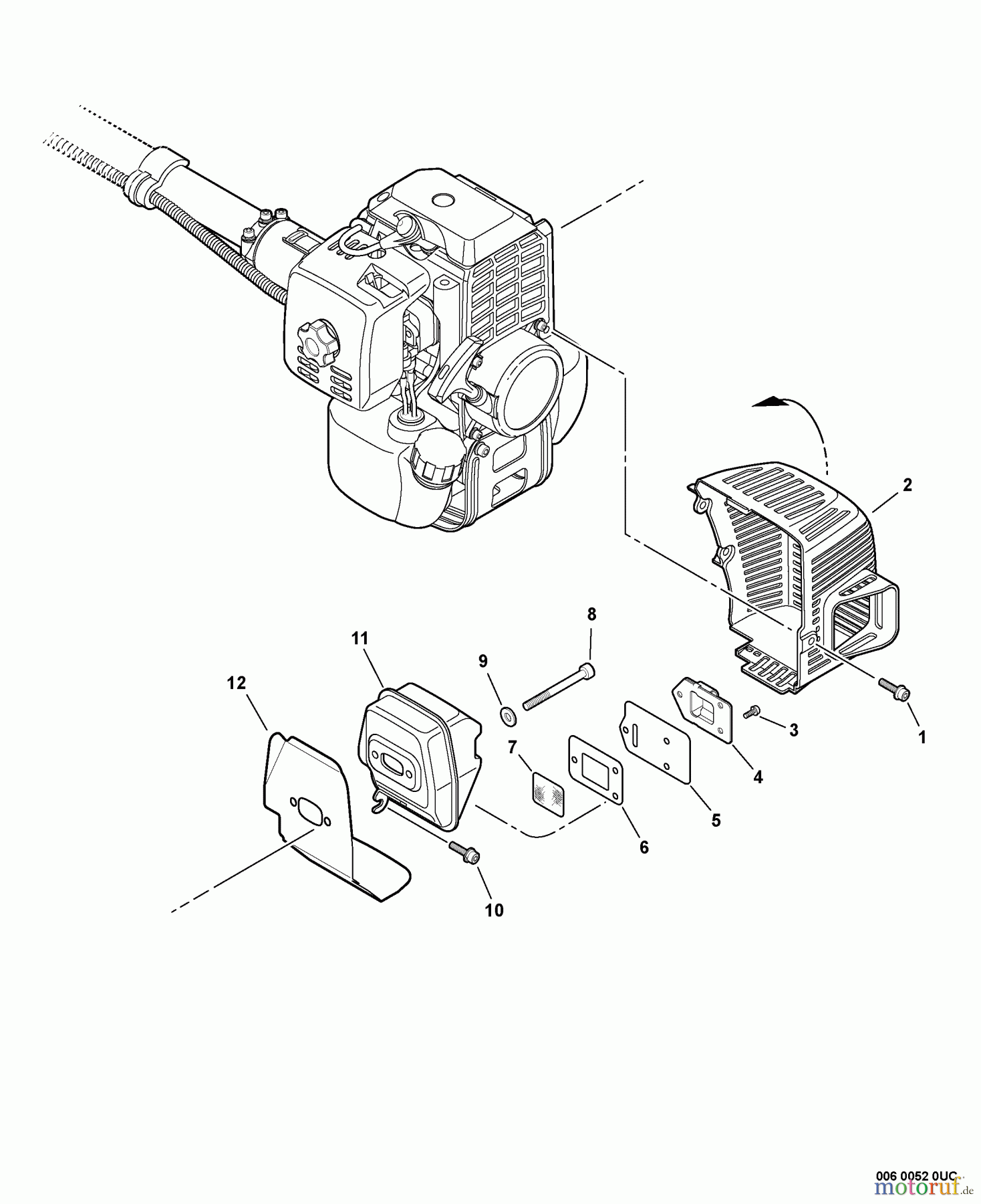 Echo Trimmer, Faden / Bürste SRM-310U - Echo String Trimmer/Brush Cutter, S/N:03001001 - 03999999 Exhaust