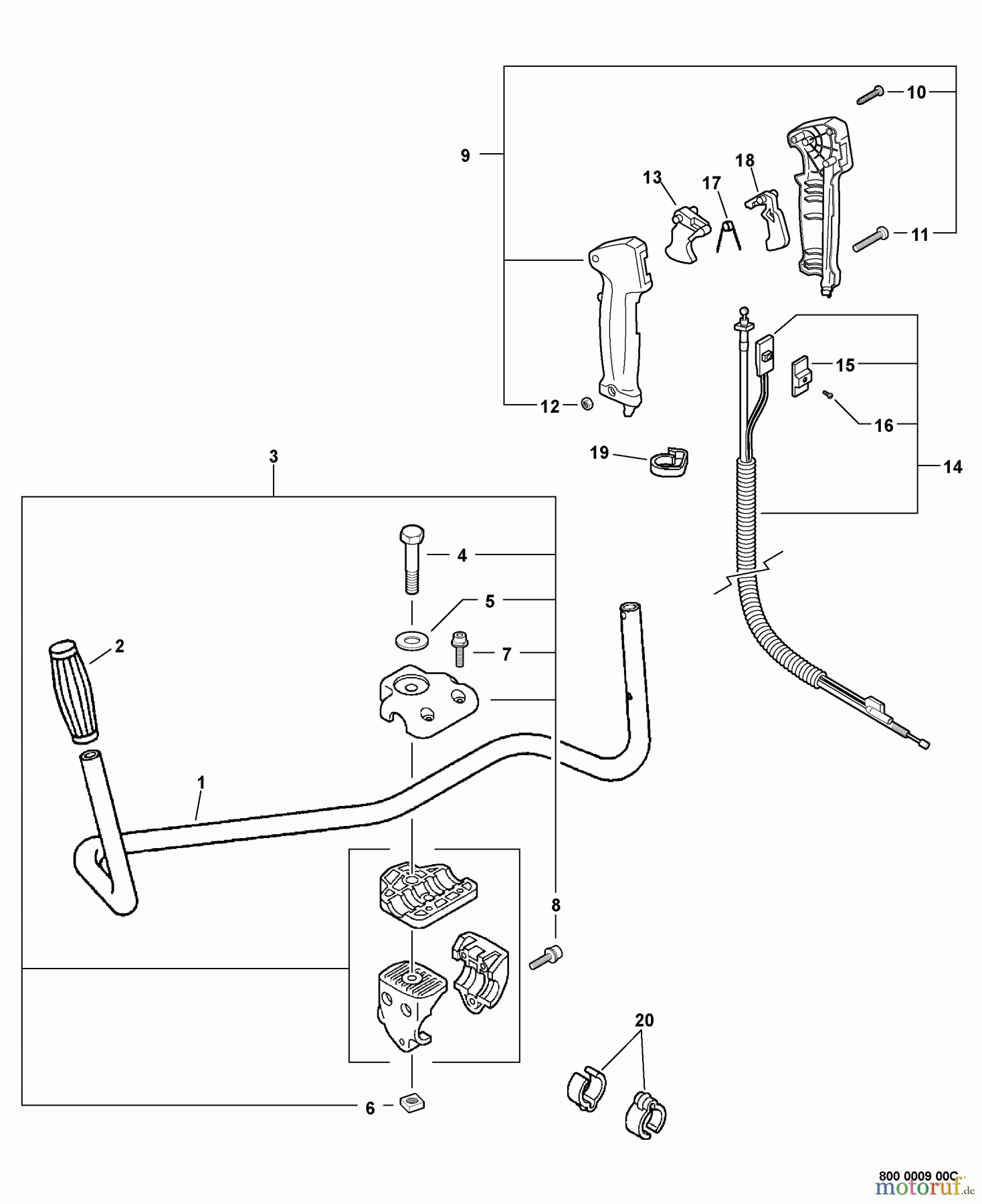  Echo Trimmer Zubehör 99944200685 - Echo U-Handle Blade Conversion Combo Kit Handles, Throttle Control