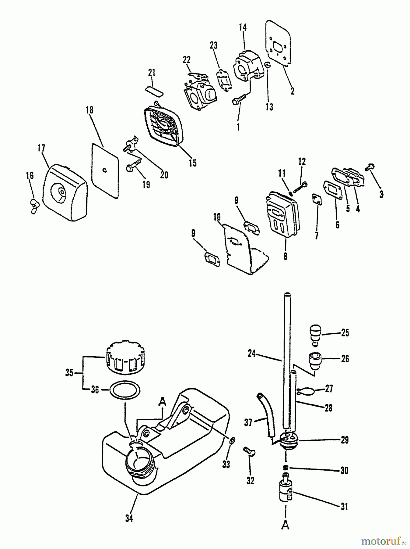  Echo Bläser / Sauger / Häcksler / Mulchgeräte	 ES-1000 - Echo Shredder/Vacuum, S/N: 025417 - 999999 Intake, Exhaust, Air Cleaner, Fuel System