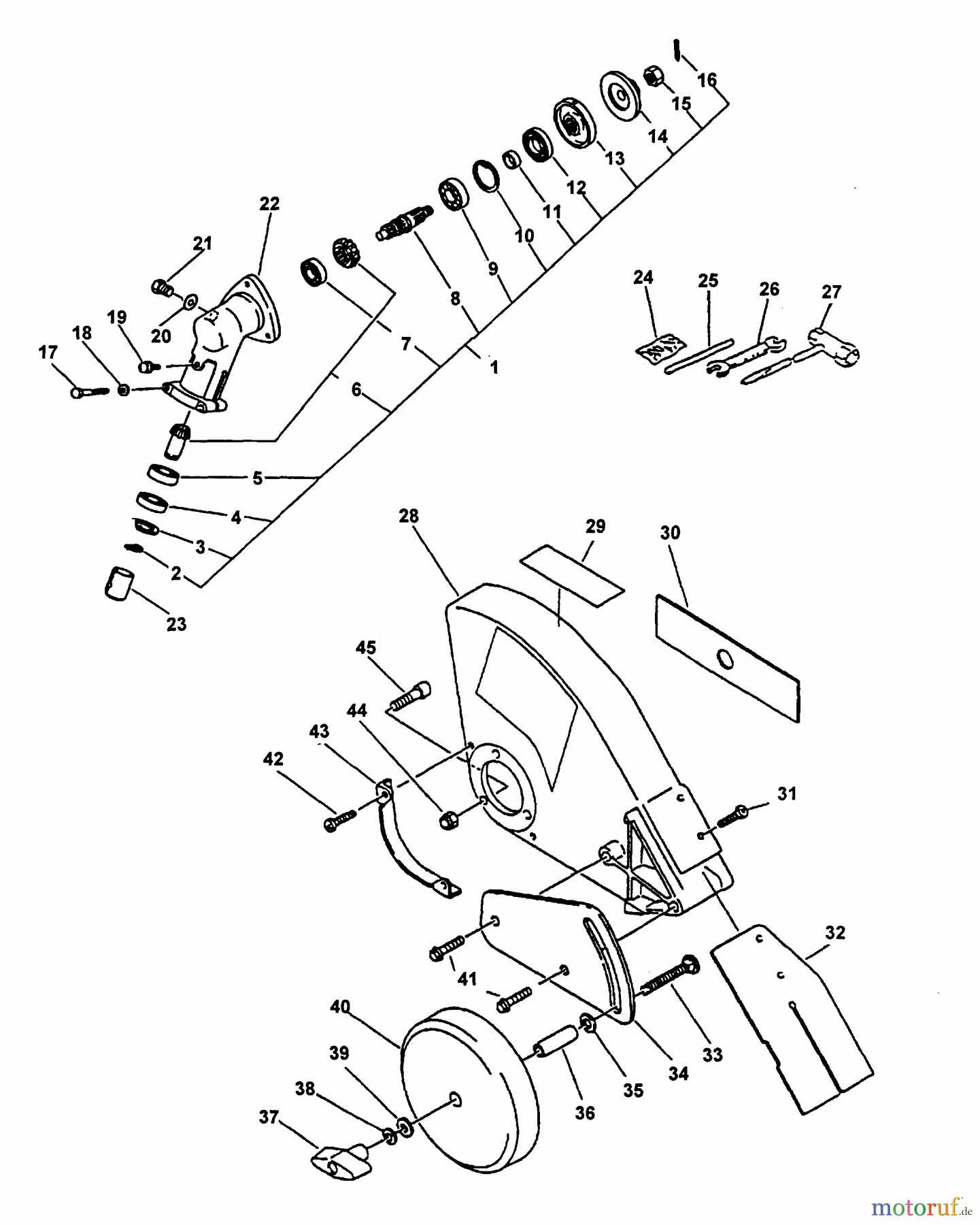 Echo Kantenschneider PE-2000 - Echo Edger (Type 1) Gear Case, Shield, Tools S/N: 021579 - 999999