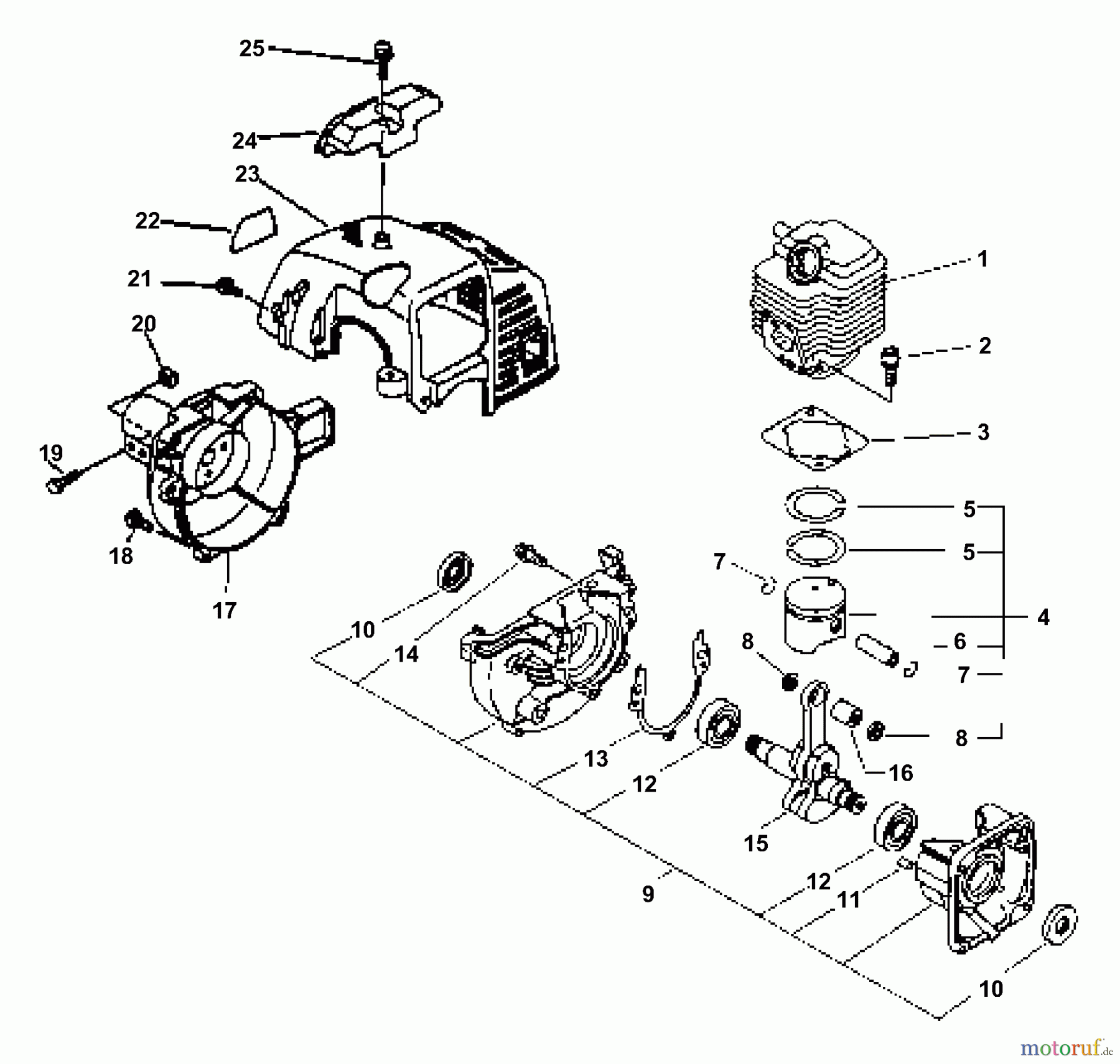  Echo Kantenschneider PE-2000 - Echo Edger (Type 2E) Engine, Fan Housing, Cylinder Cover