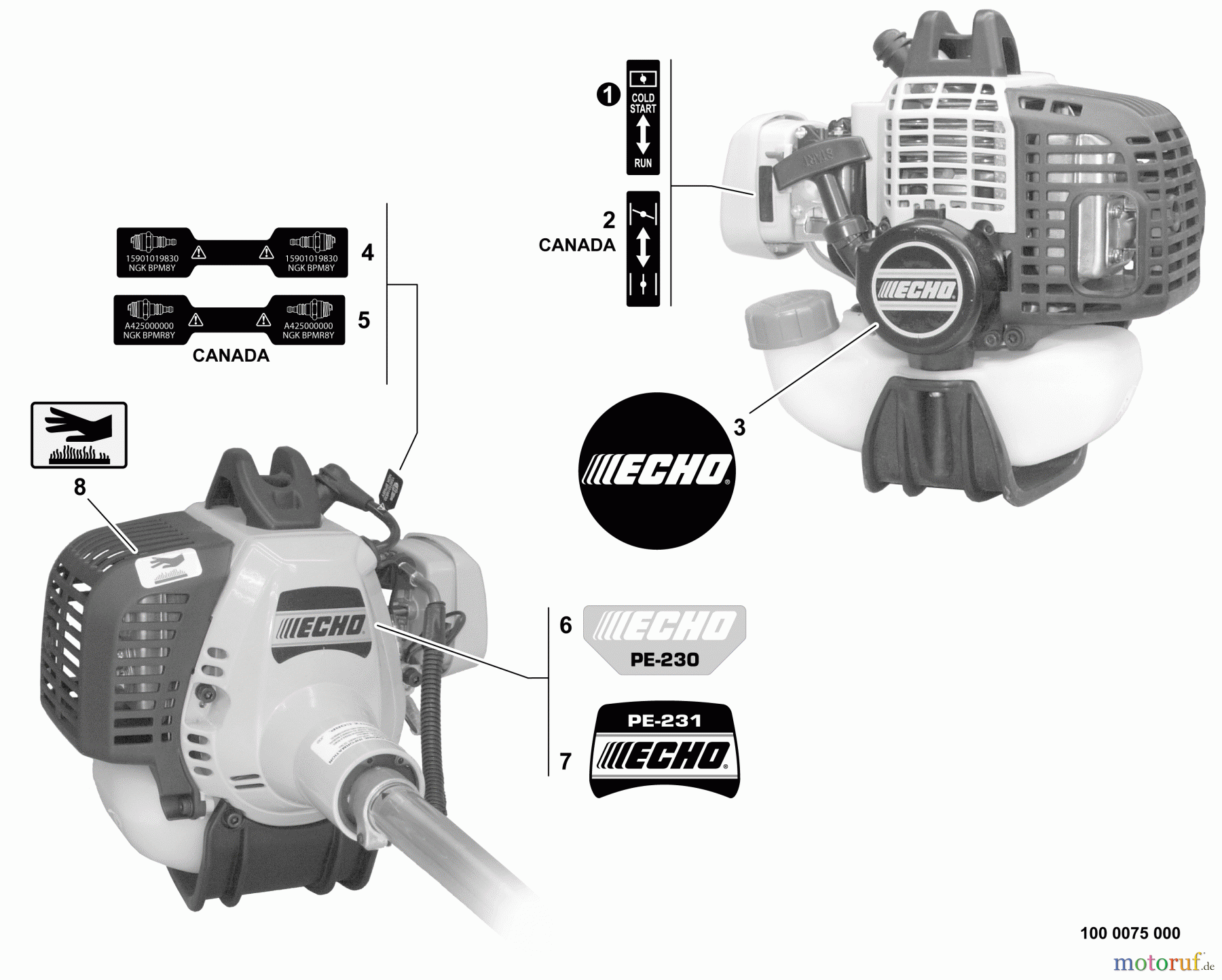  Echo Kantenschneider PE-230 - Echo Edger, Labels