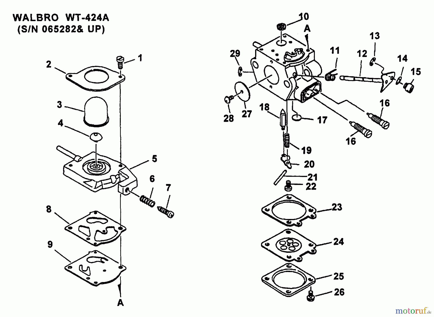  Echo Kantenschneider PE-2400 - Echo Edger, S/N: 040061 - 999999 Carburetor -- WT-424A S/N: 065282 - 999999