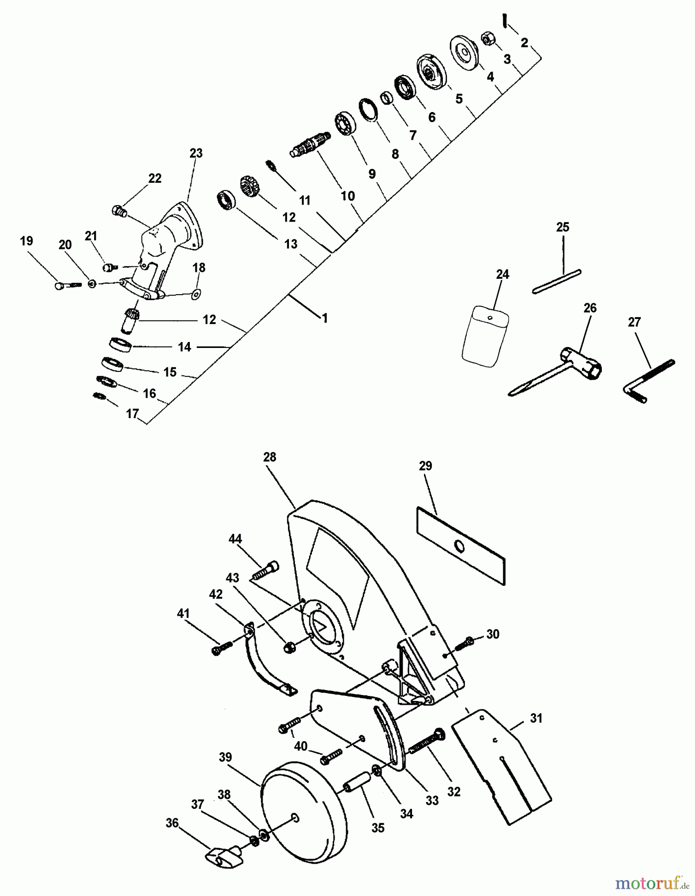  Echo Kantenschneider PE-2601 - Echo Edger (Type 1E) Gearcase, Shield, Tools