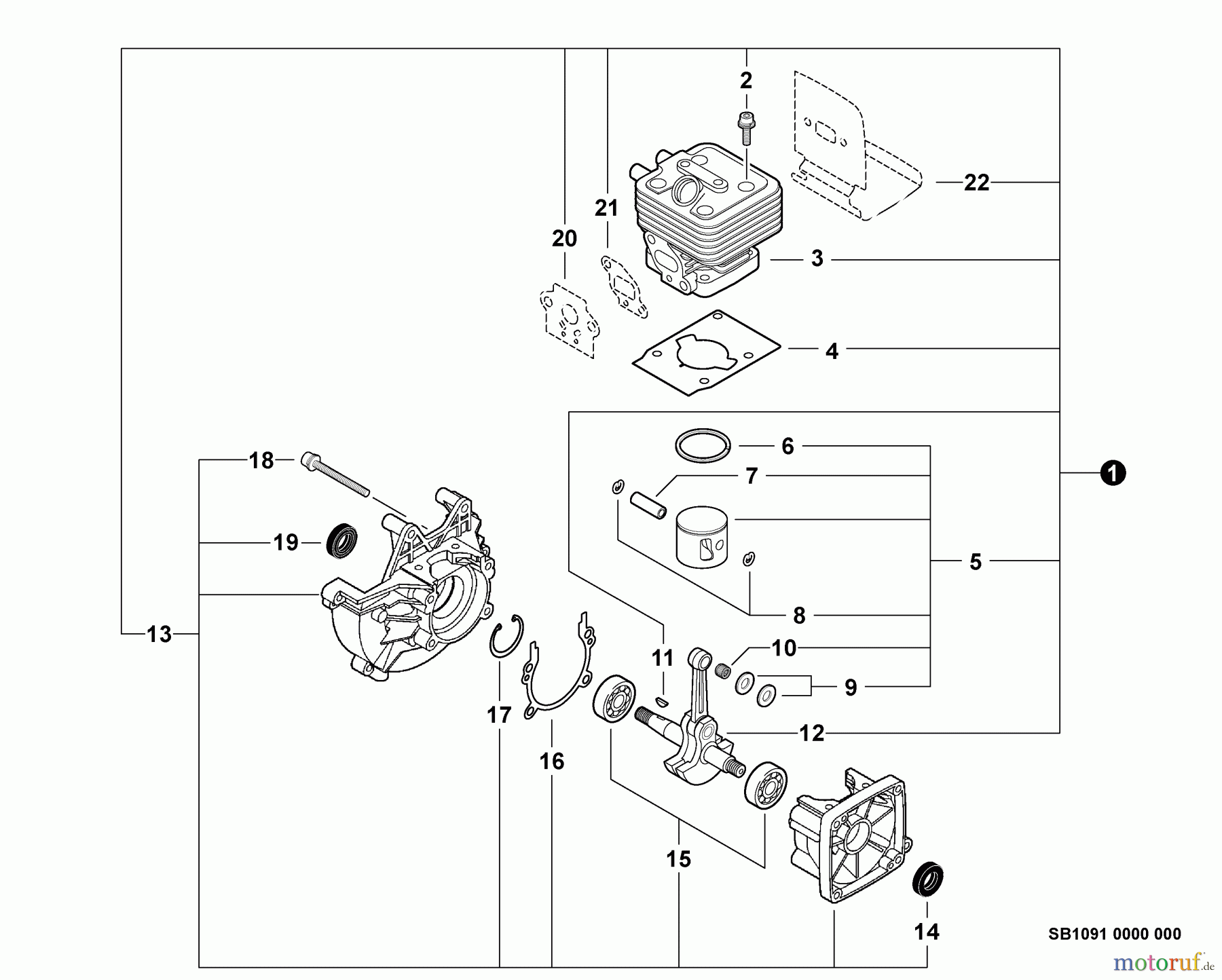  Echo Kantenschneider PE-280 - Echo Edger, S/N: S63012001001 - S63012999999 Engine, Short Block -- SB1091