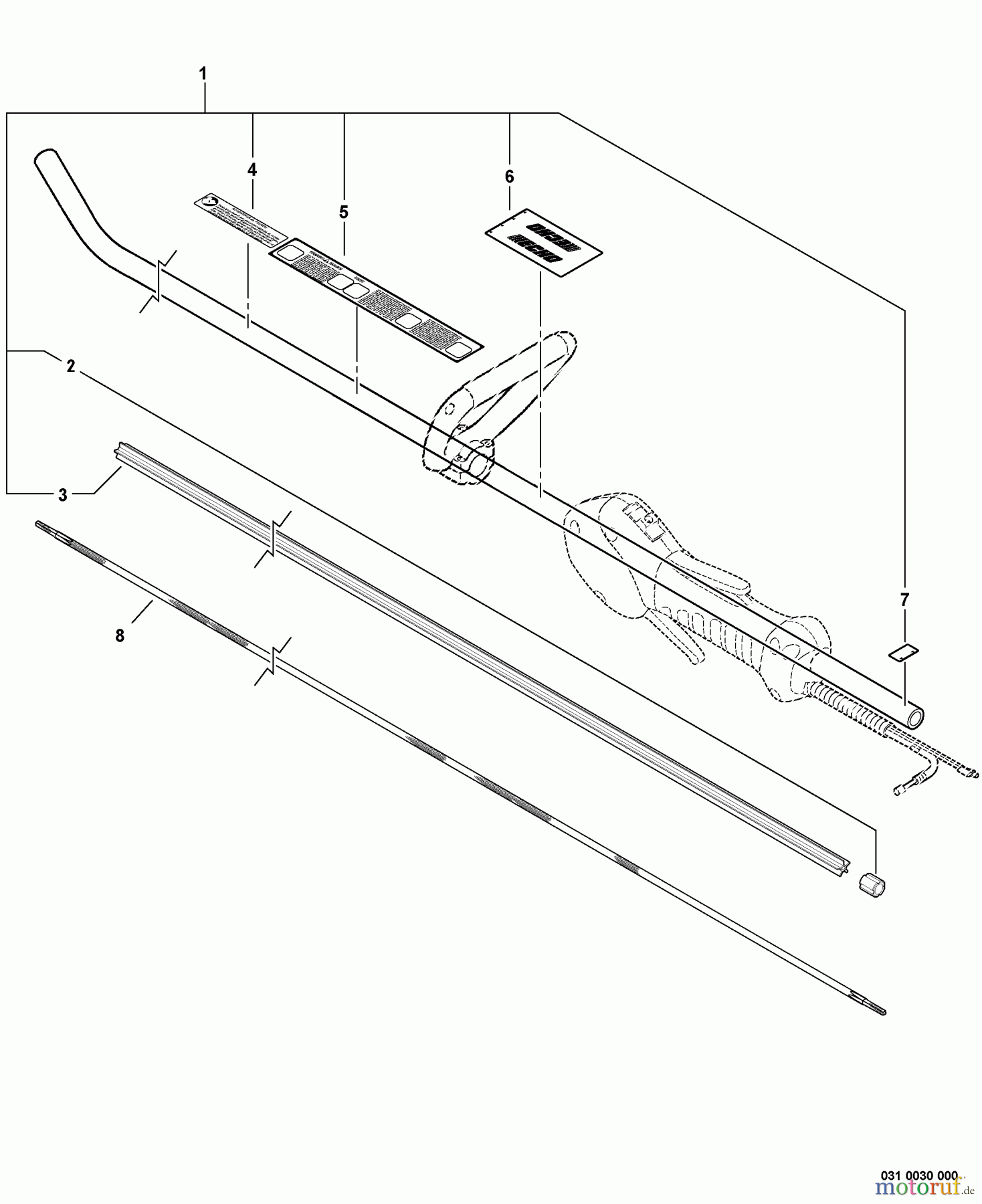 Echo Kantenschneider PE-280 - Echo Edger, S/N: S63012001001 - S63012999999 Main Pipe Assembly, Driveshaft