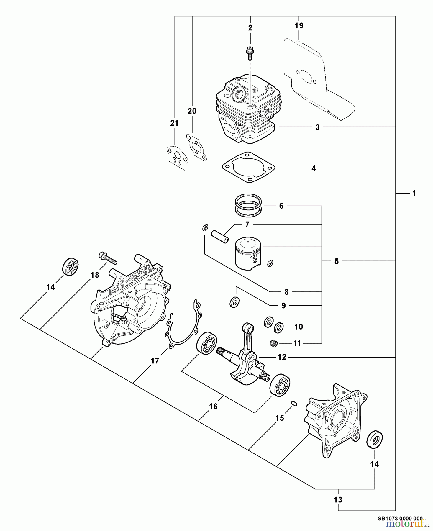  Echo Kantenschneider PE-311 - Echo Edger, S/N: S68711001001 - S68711999999 Engine, Short Block -- SB1073