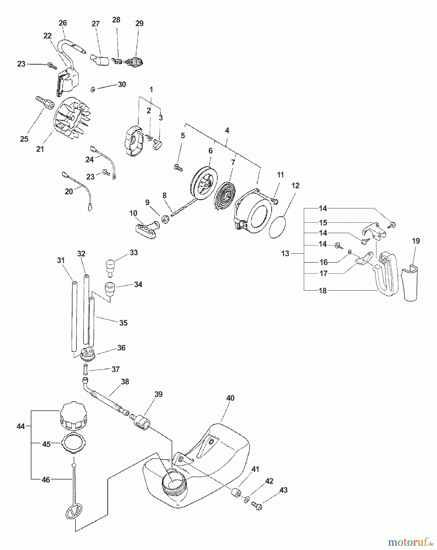  Echo Bläser / Sauger / Häcksler / Mulchgeräte	 ES-2100 - Echo Shredder/Vacuum (Type 1E) Clutch, Fuel System, Ignition, Starter
