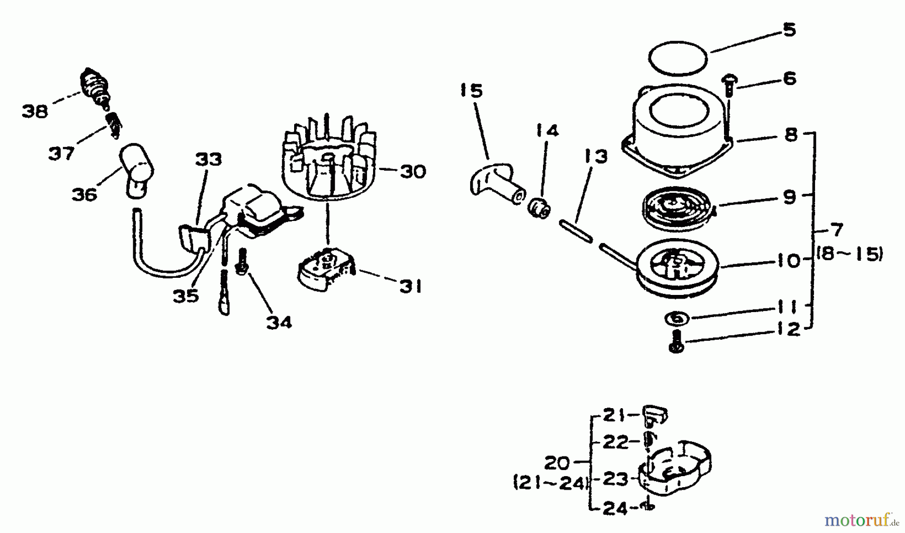 Echo Heckenscheren HC-1001 - Echo Hedge Trimmer, S/N: 008001 - 017000 Clutch, Ignition, Starter