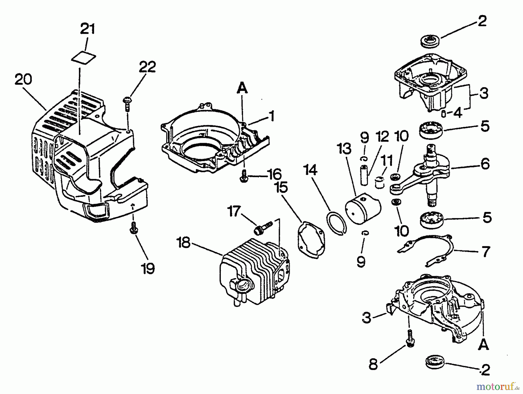  Echo Heckenscheren HC-1001 - Echo Hedge Trimmer, S/N: 024001 - 999999 Engine, Crankcase, Fan Housing, Cover